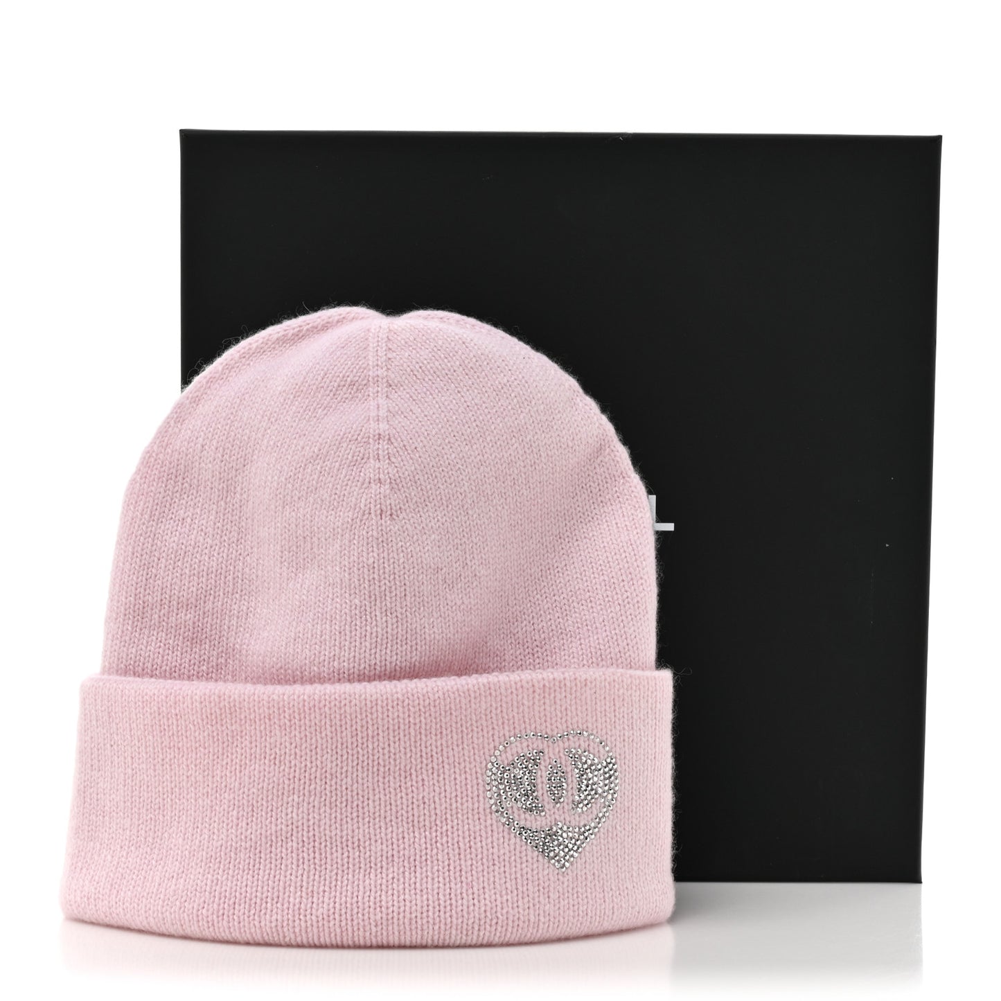 Cashmere Crystal CC Heart Beanie Hat Light Pink