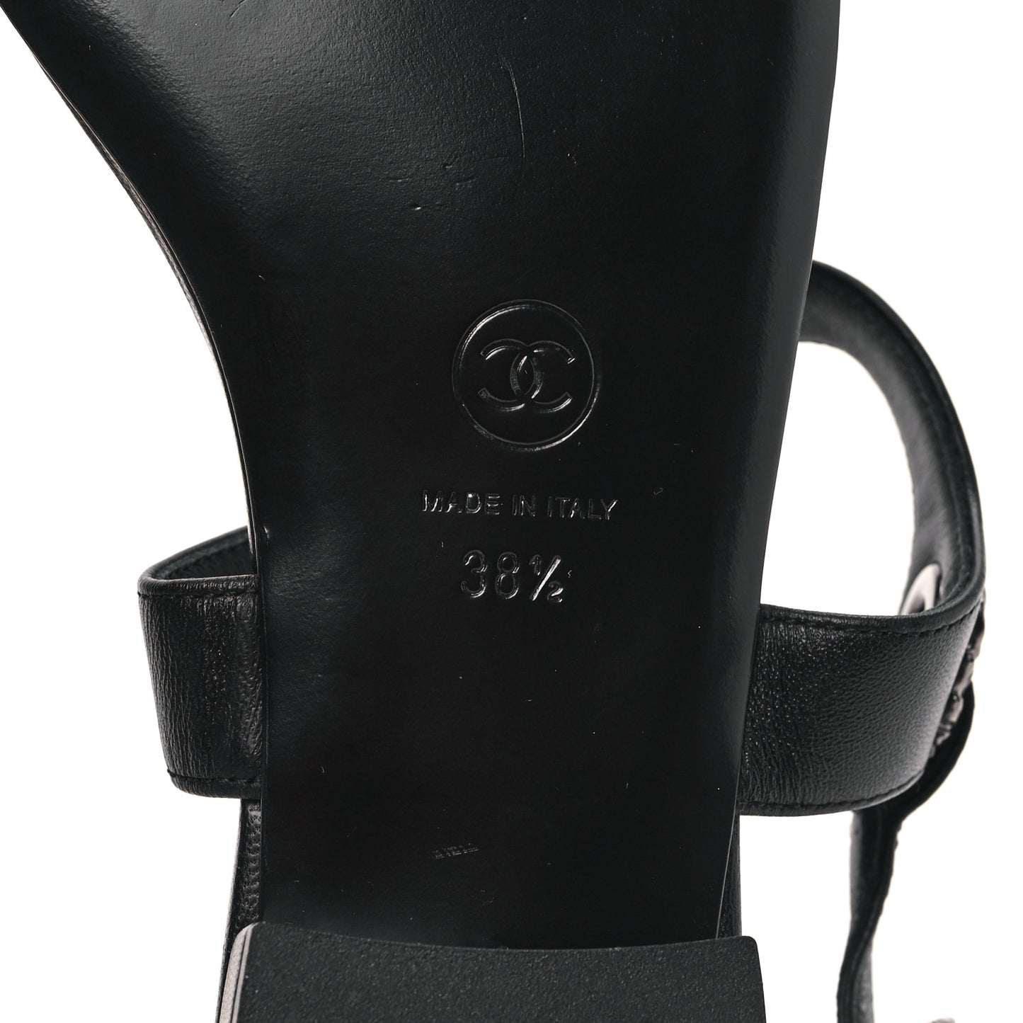 Lambskin Leaf CC Thong Sandals 38.5 Black