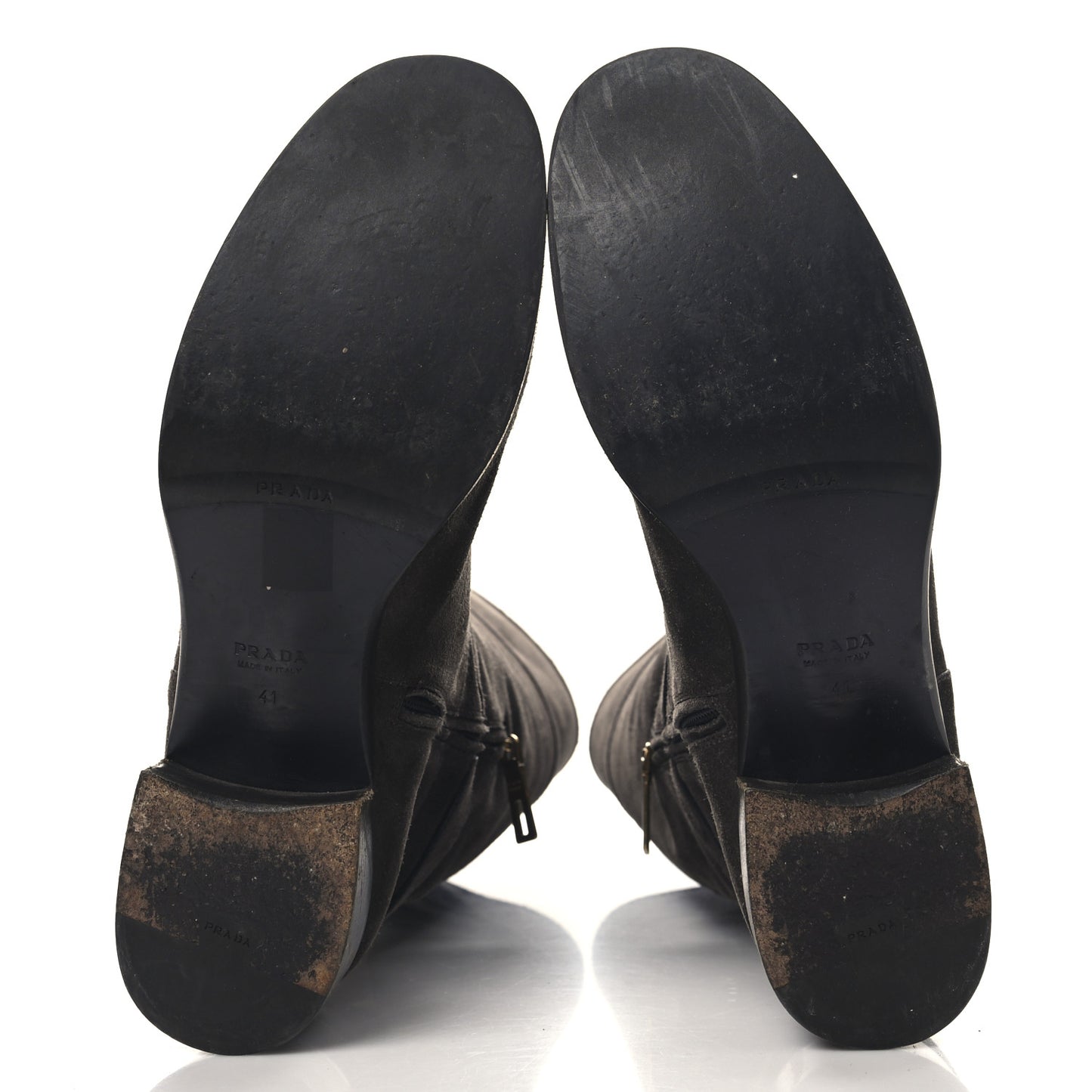 Suede Metal Triangle Logo Boots 41 Brown