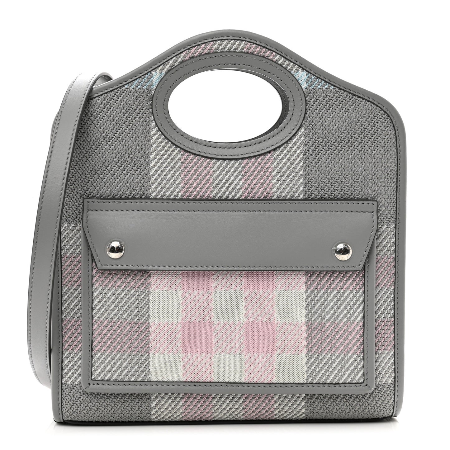 Calfskin Check Mini Pocket Bag Grey