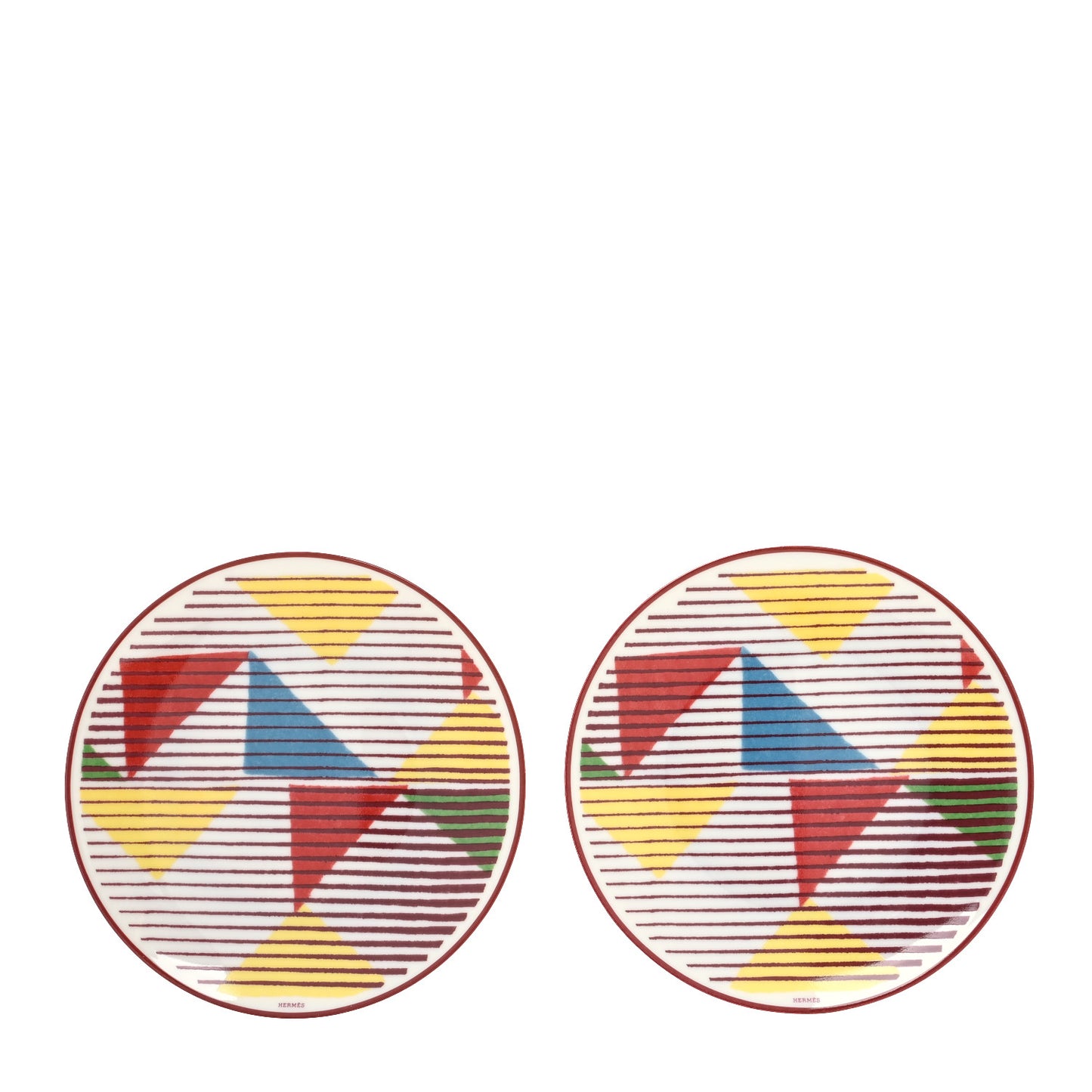 Porcelain Hippomobile Bread and Butter Plate Set of 2