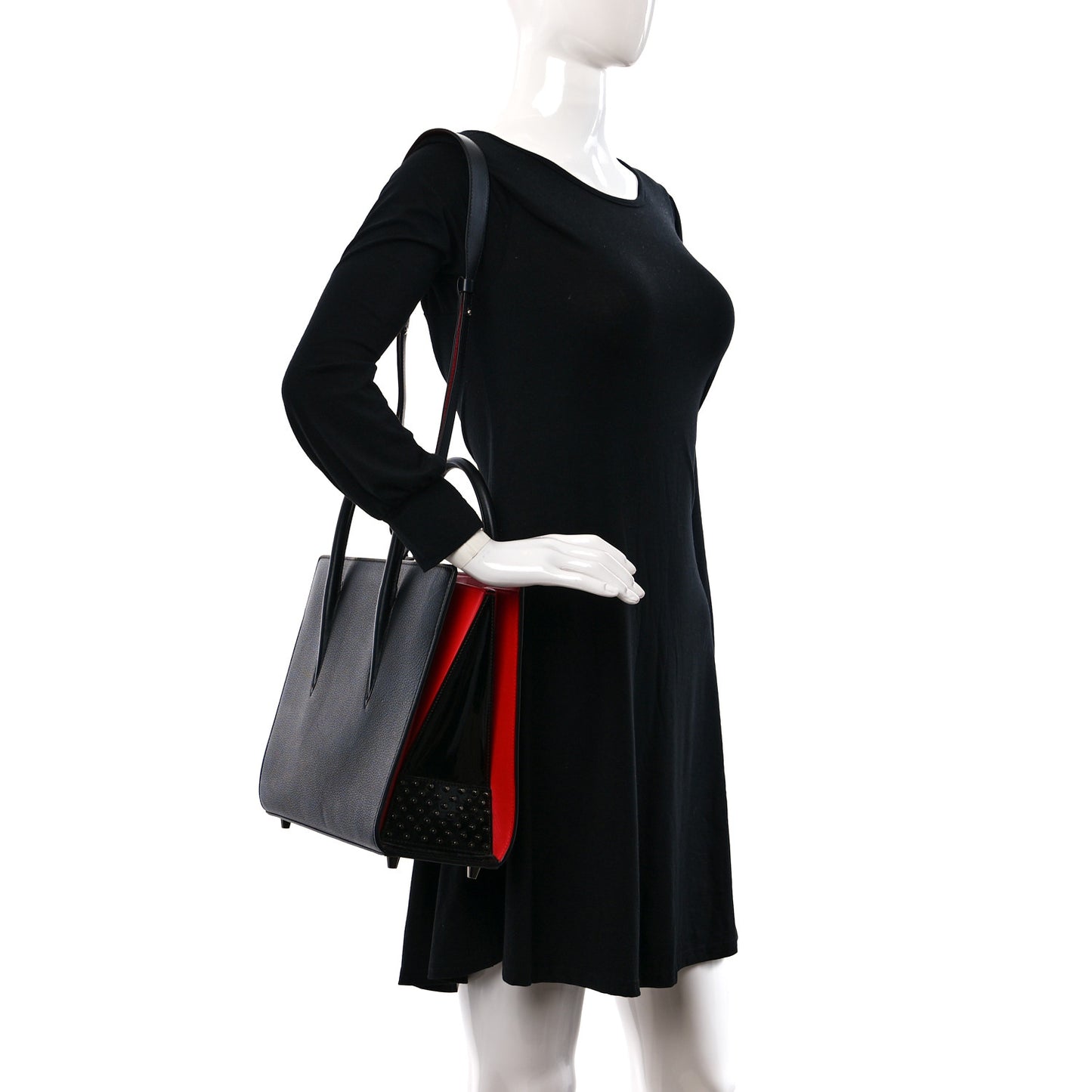 Calfskin Empire Patent Studded Medium Paloma Black