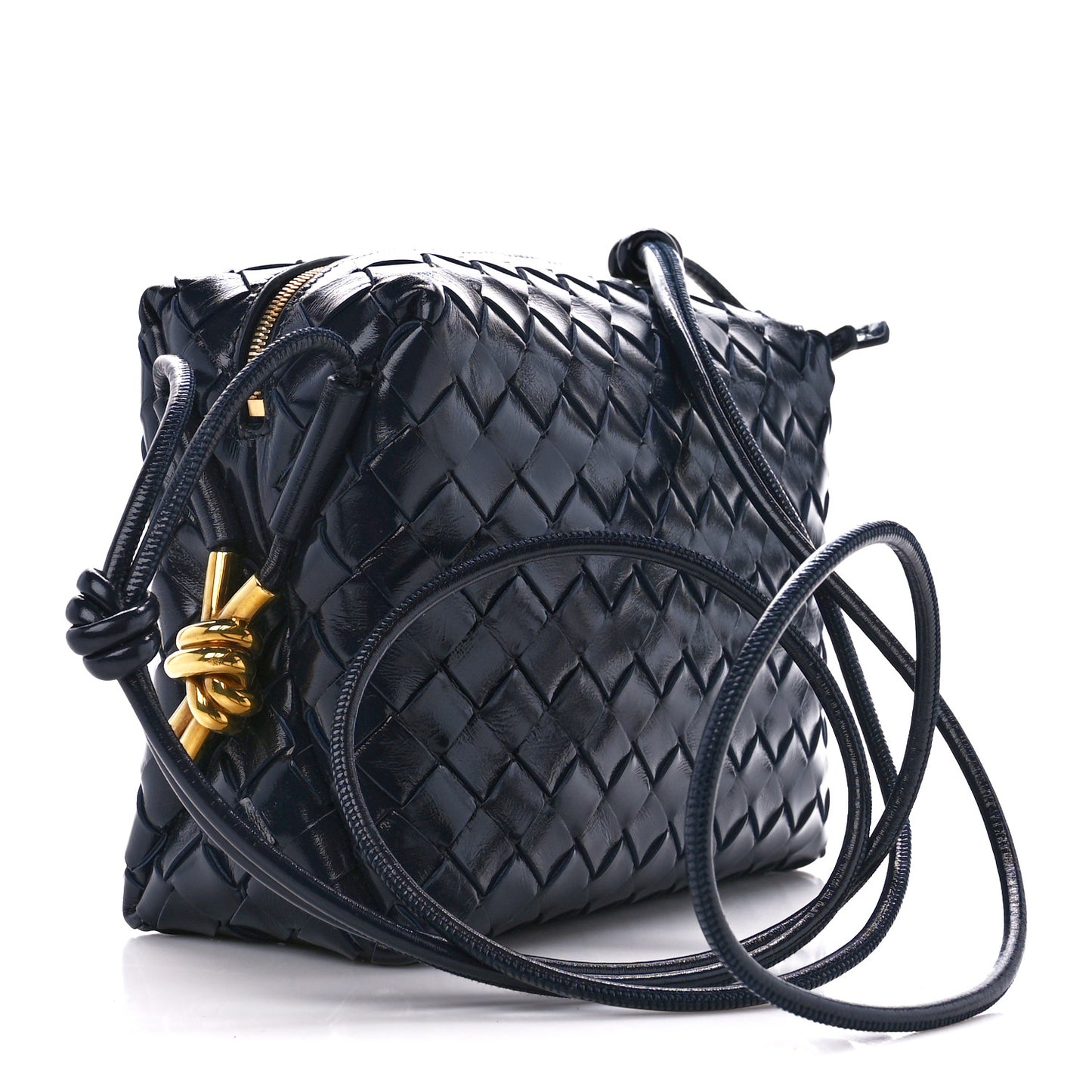 Polished Nappa Intrecciato Knot Small Loop Camera Bag Space