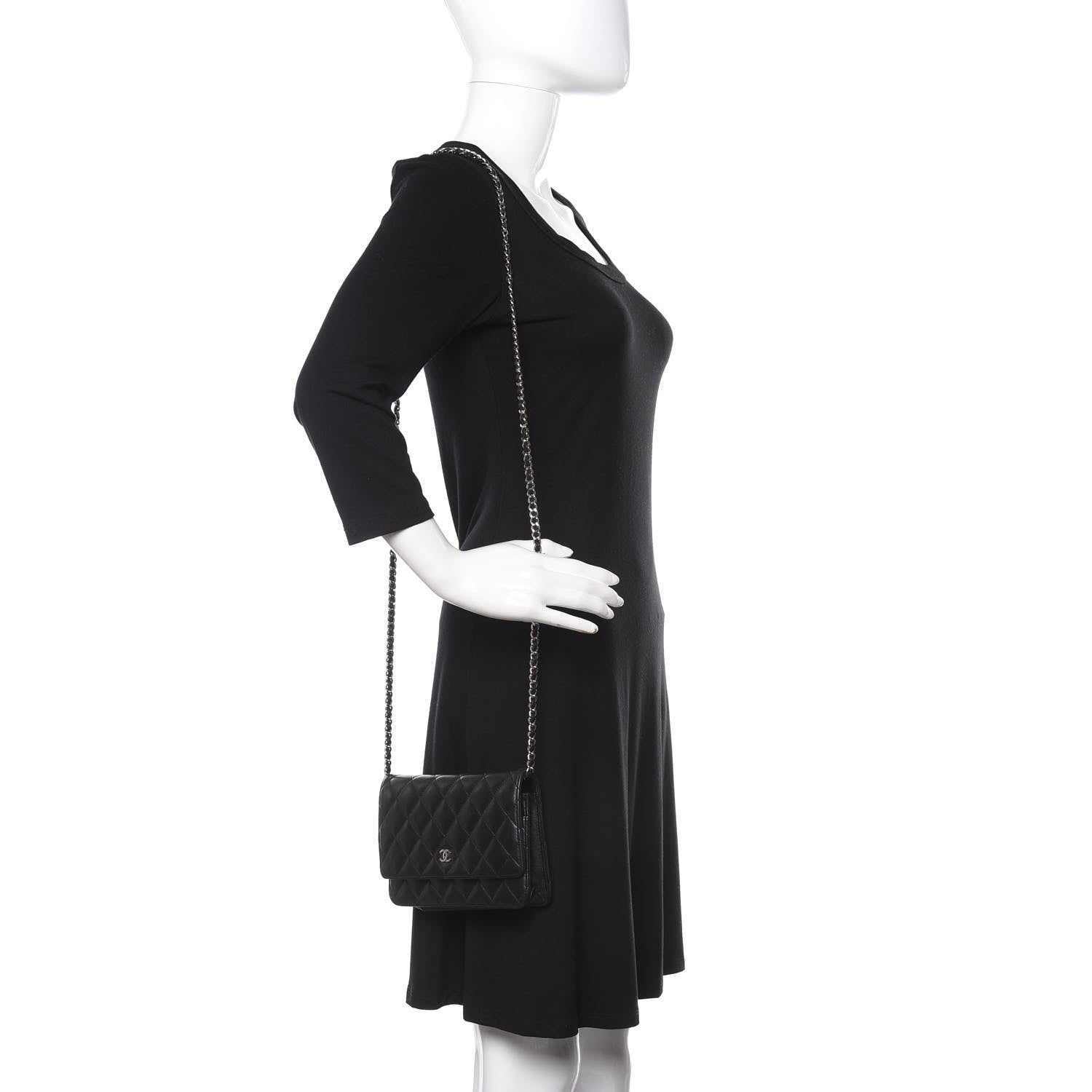 Chanel Lambskin Quilted Wallet On Chain WOC Black 2 of 14