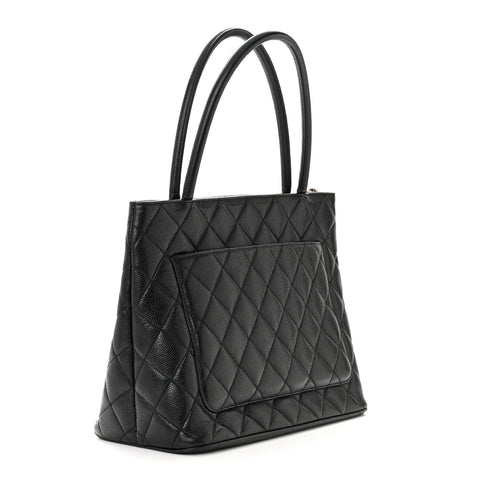 Caviar Quilted Medallion Tote Black