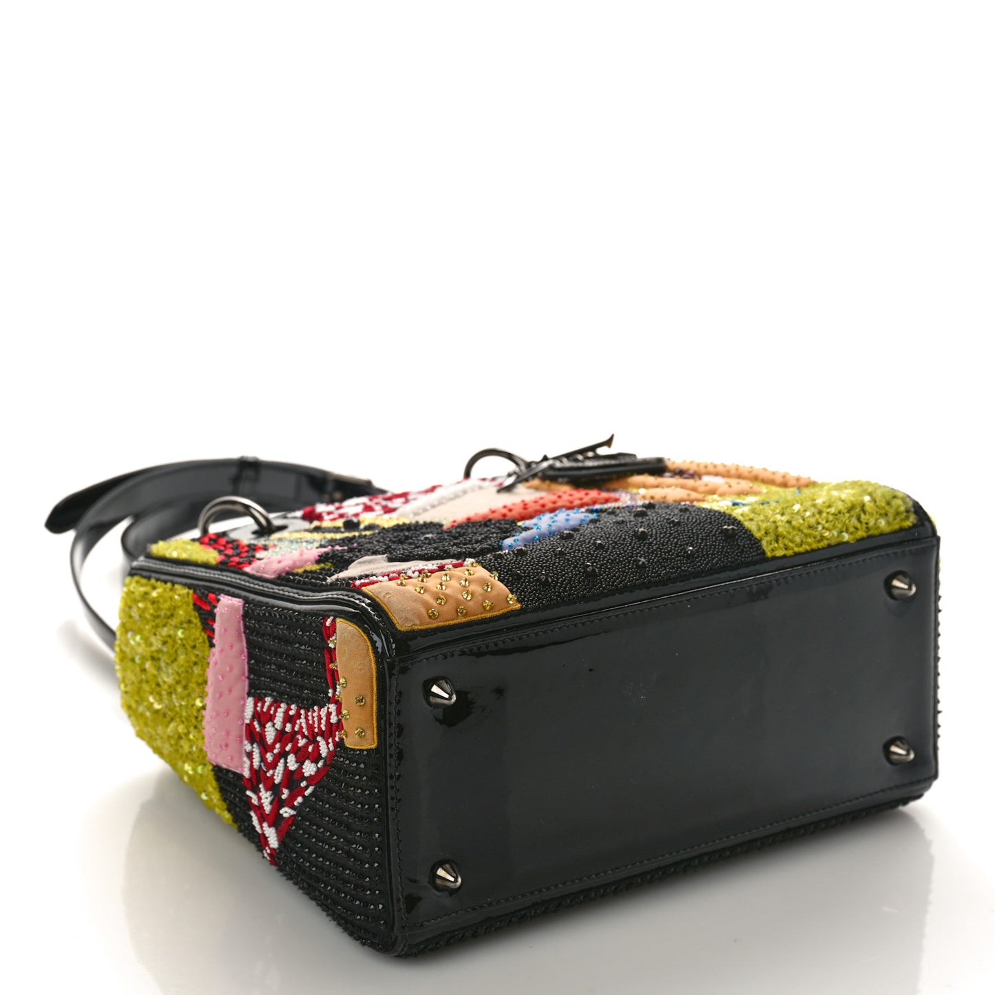 Patent Beaded Medium Lady Dior Black Multicolor