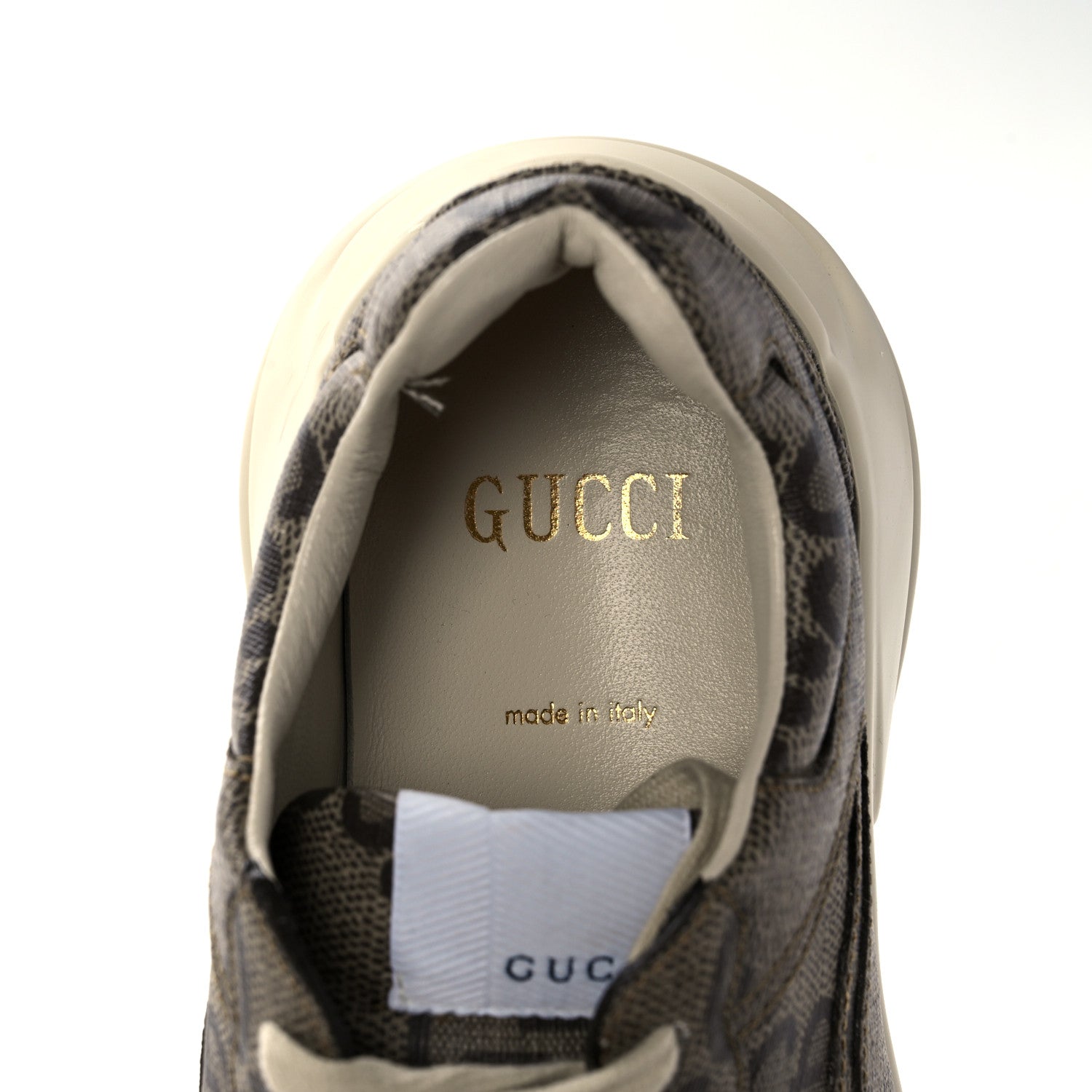 Gucci Maxi GG Supreme Monogram Gucci 100 Womens Rhyton Sneakers 37 Beige Ebony 7 of 10