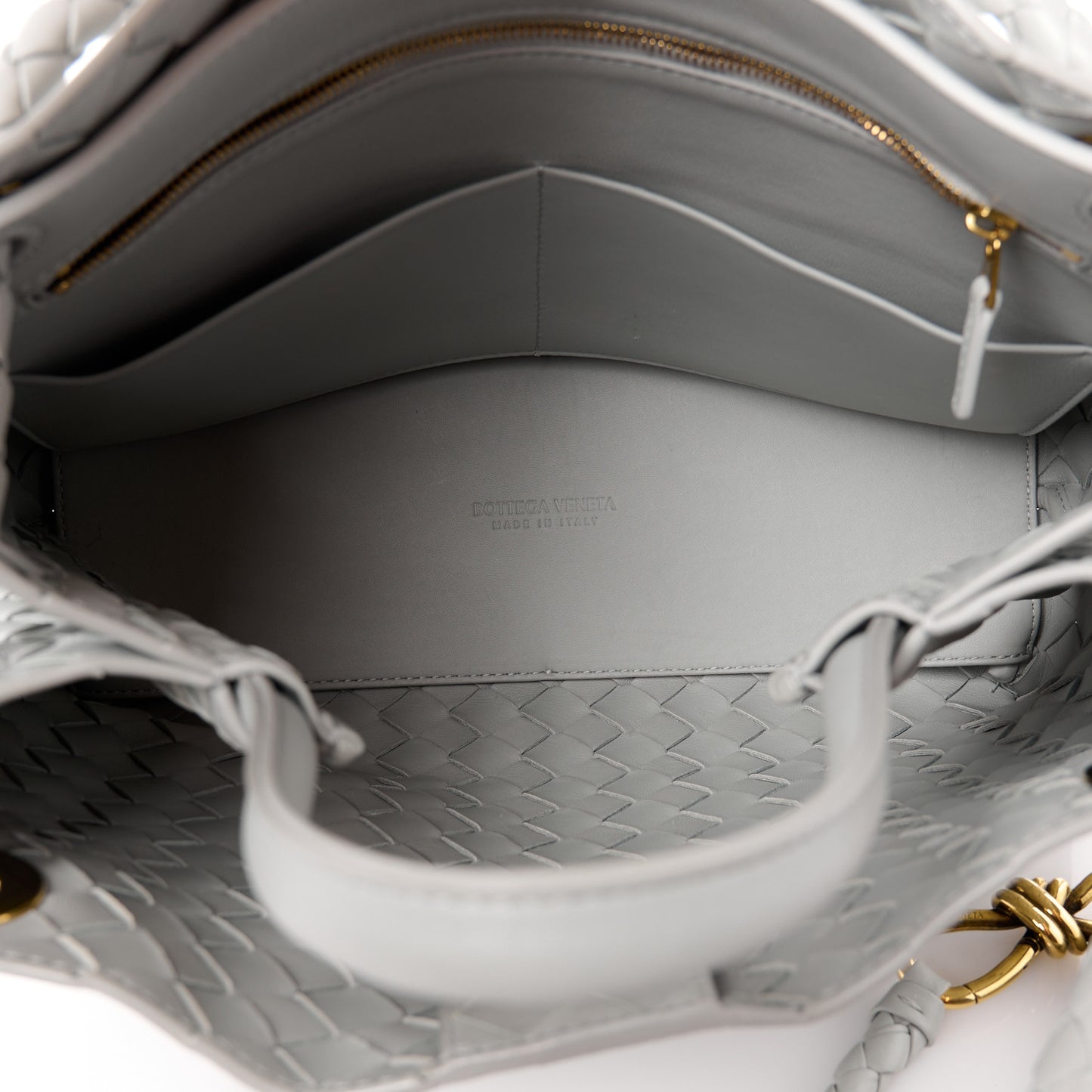 Nappa Intrecciato Medium Andiamo Shoulder Bag Sterling