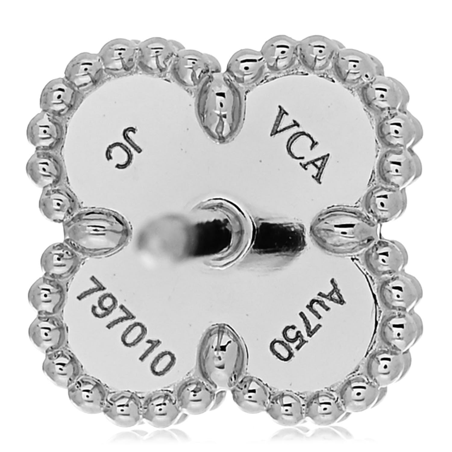 Van Cleef & Arpels 18K White Gold Turquoise Sweet Alhambra Earrings 4 of 5