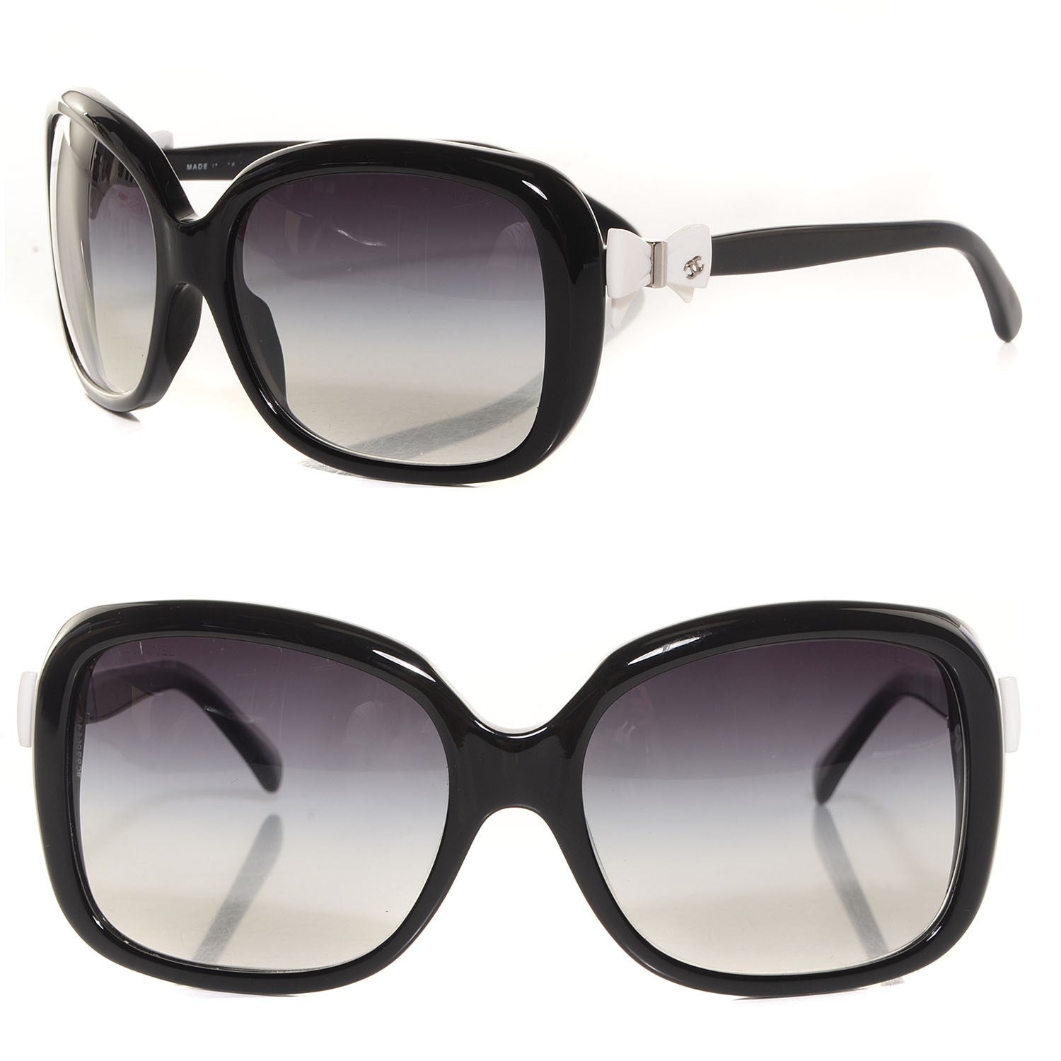 Chanel CC Bow Sunglasses 5171 Black White 92924 – FASHIONPHILE display picture 2