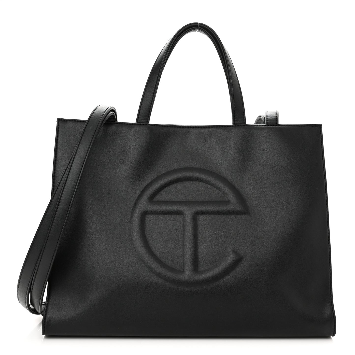 Vegan Leather Medium Shopping Bag Black