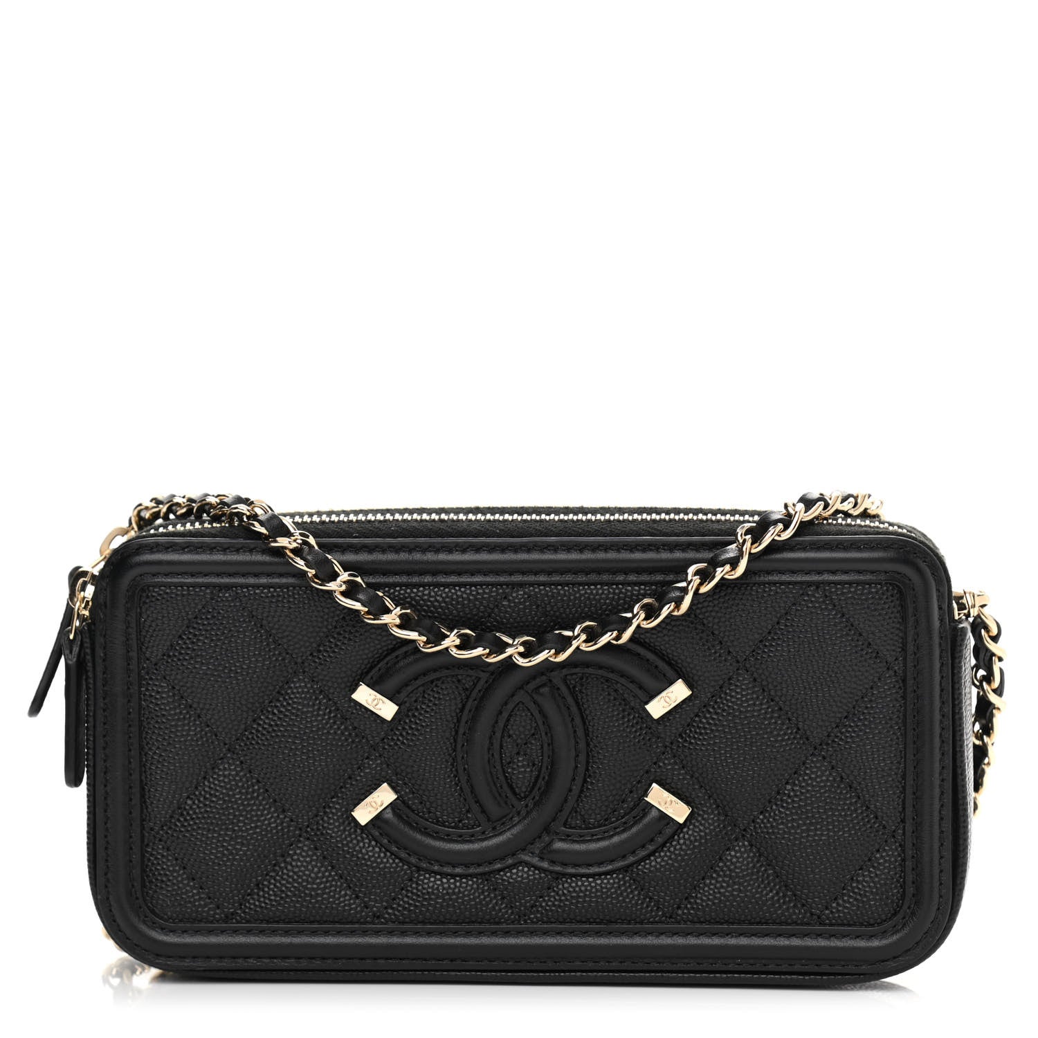 Chanel Caviar Quilted CC Filigree Clutch With Chain Black 1 of 14