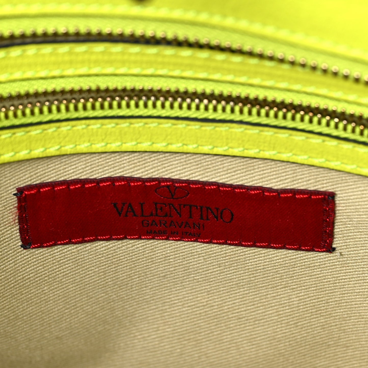 Vitello Small Rockstud Double Handle Tote Yellow Fluo