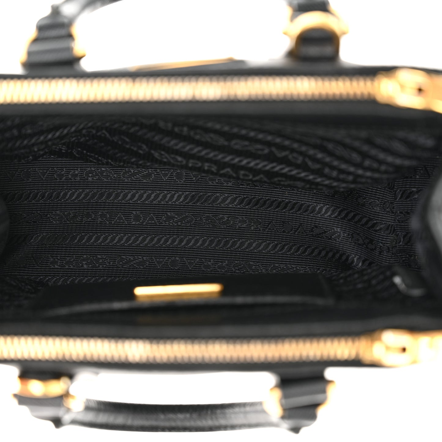 Saffiano Lux Micro Galleria Double Zip Tote Black