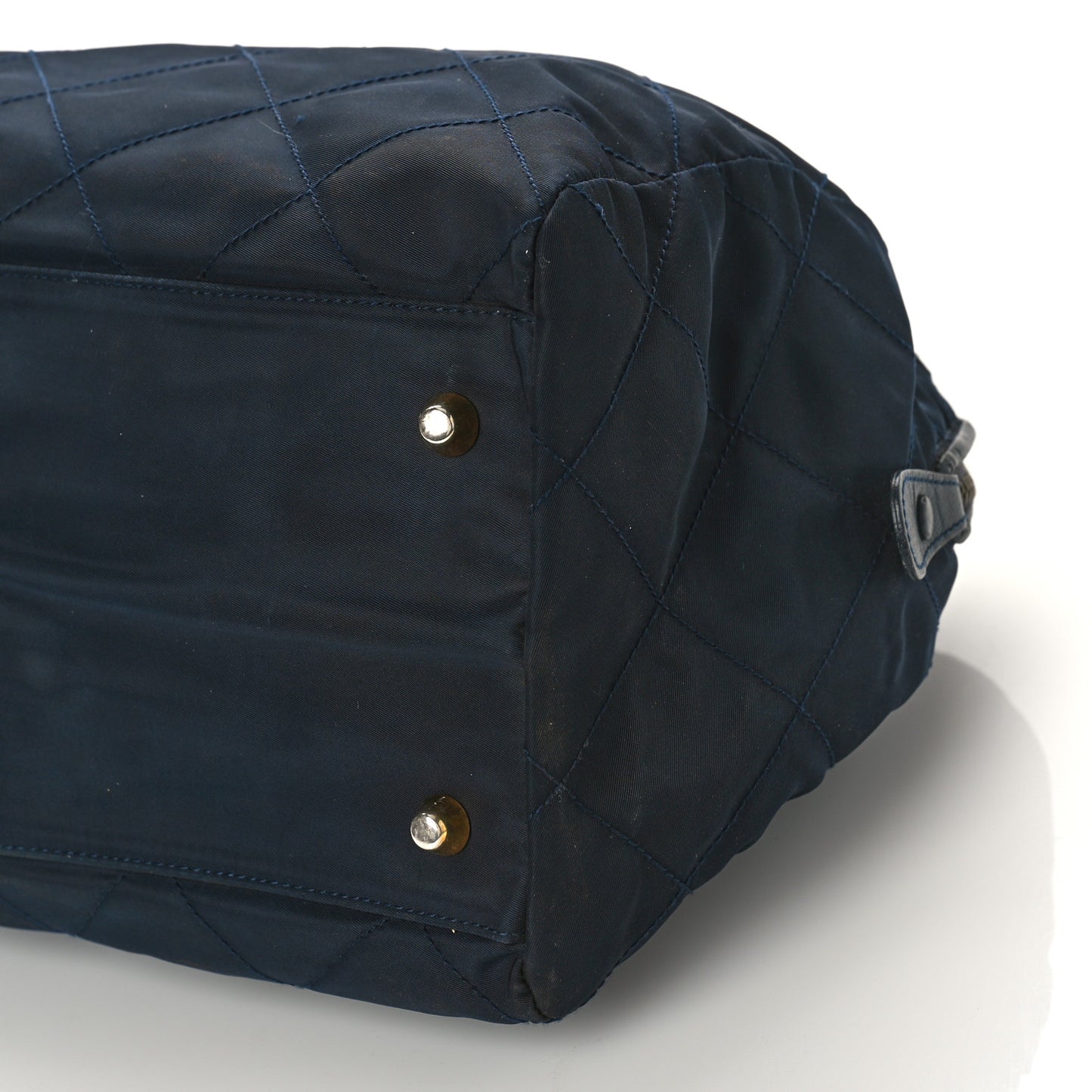 Nylon Tessuto Impuntu Quilted Shoulder Bag Navy