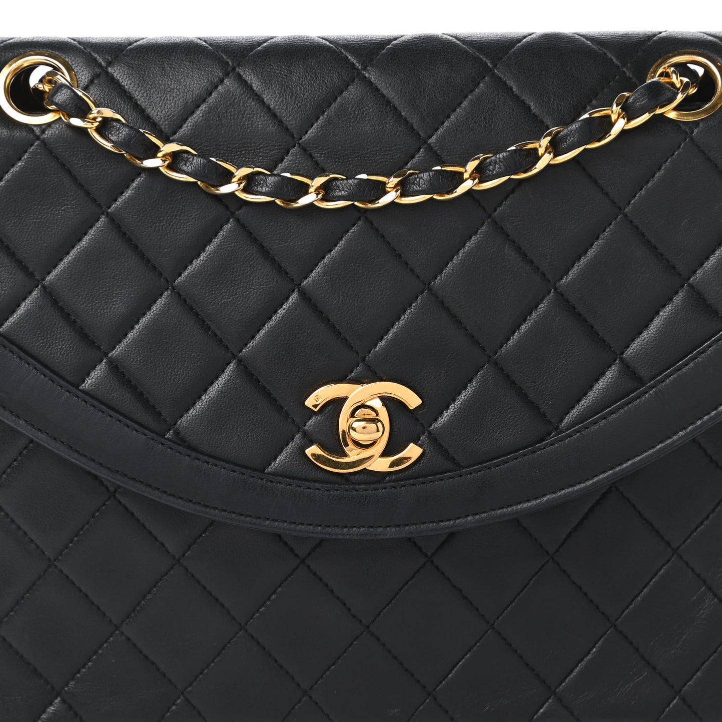 Lambskin Quilted Small Single Flap Black