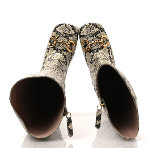 Calfskin Snakeskin Embossed Charlotte Horsebit 55mm Knee High Boots 38.5 Multicolor