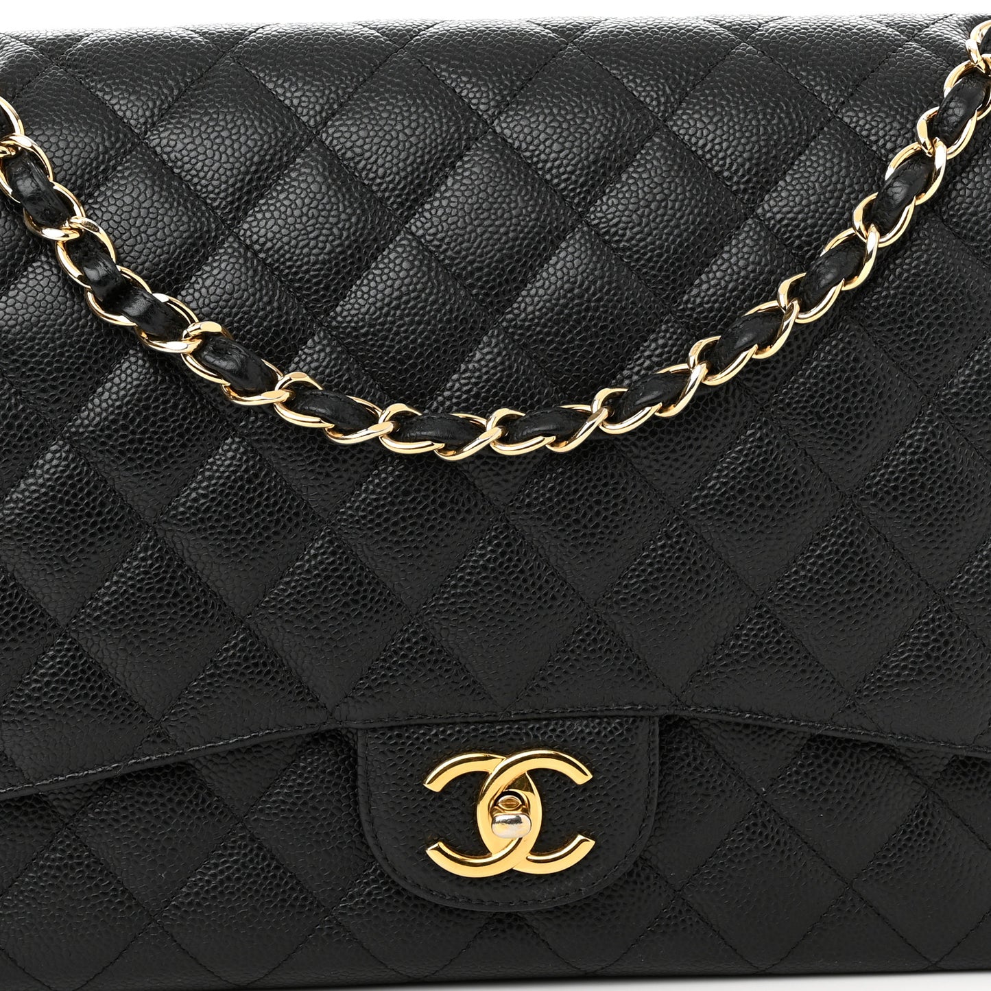 Caviar Quilted Maxi Double Flap Black