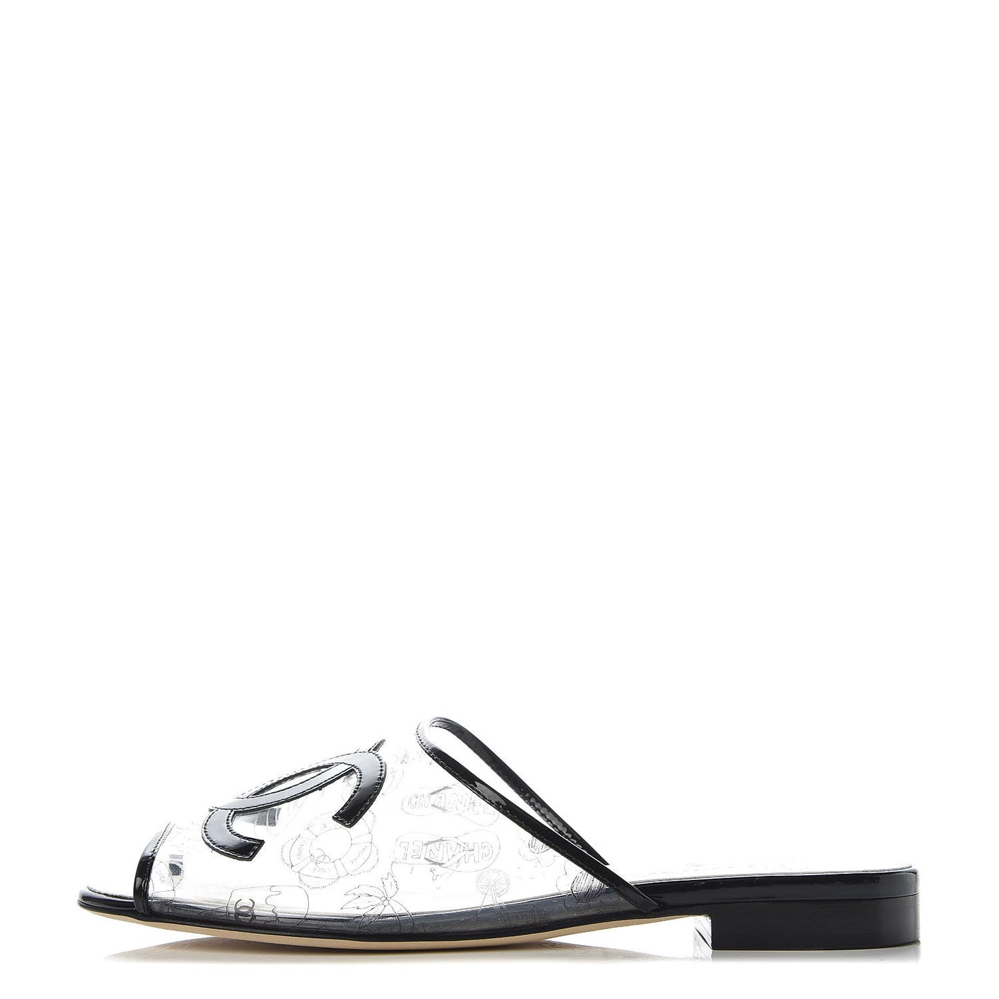 Patent Calfskin PVC Mule 39 Transparent Black