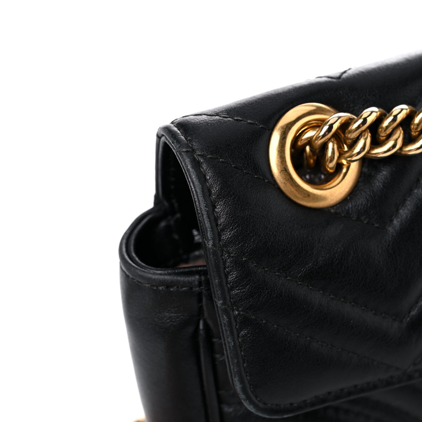 Calfskin Matelasse Mini GG Marmont Shoulder Bag Black