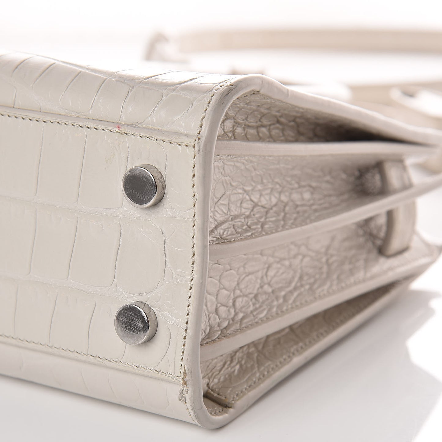 Croc Calfskin Embossed Nano Sac De Jour Cream Souffle