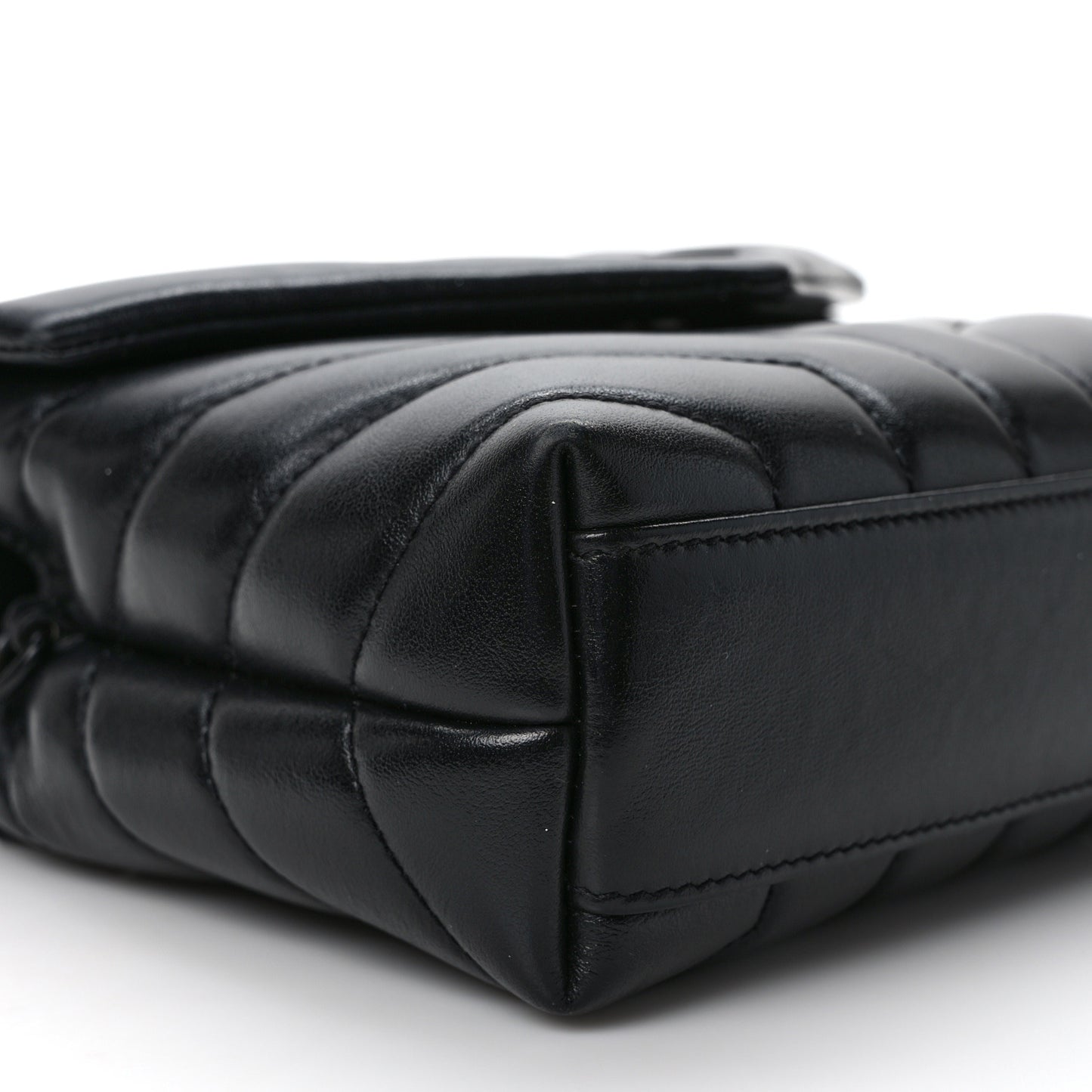 Calfskin Y Quilted Monogram Monochrome Toy Loulou Crossbody Bag Black