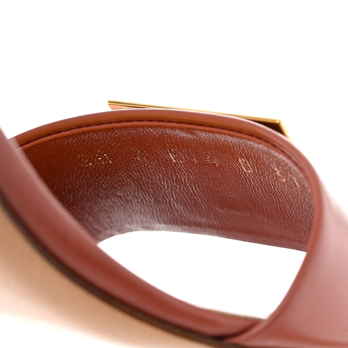 Calfskin One Stud Ankle Strap 60mm Sandals 37.5 Gingerbread