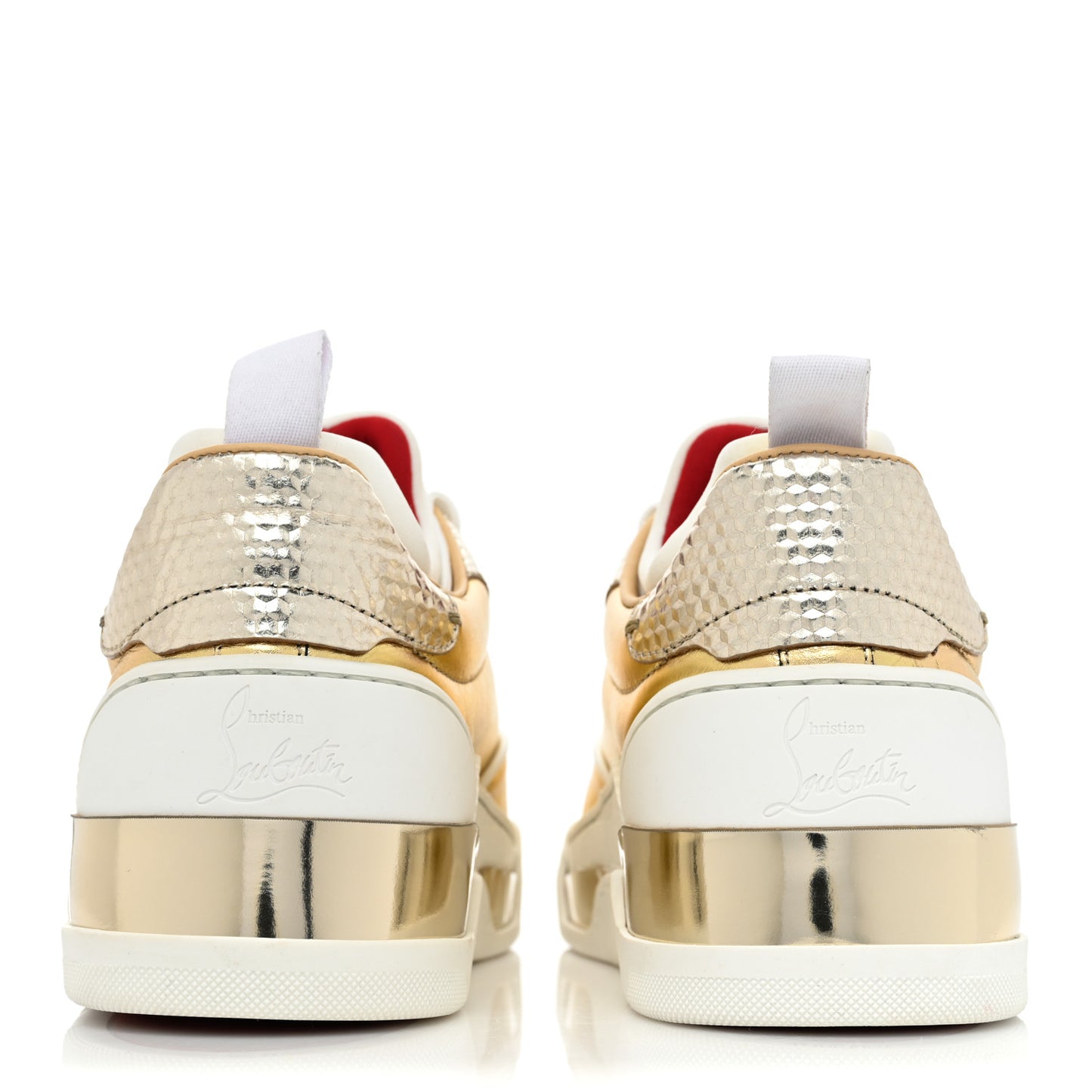Metallic Calfskin Womens Aurelien Flat Sneakers 38 Gold White