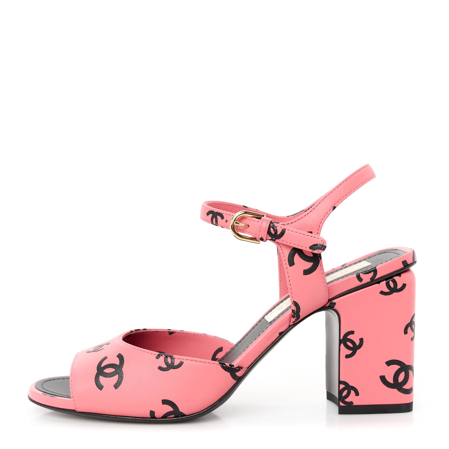 Printed Lambskin Coco Beach Sandals 38 Pink Black