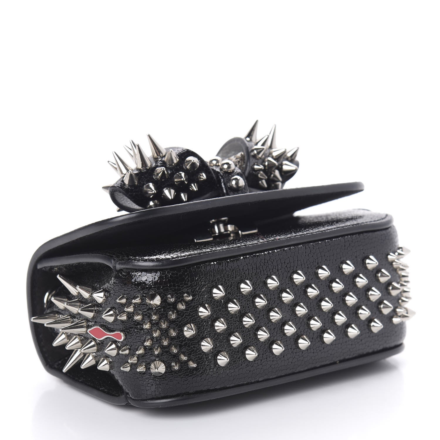 Christian Louboutin Jurassic Calfskin Spikes Sweety Charity NV Crossbody Bag Black Silver 5 of 10