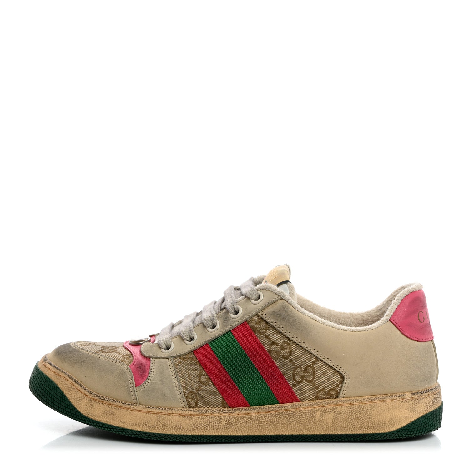 Gucci GG Monogram Nubuck Web Womens Screener Sneakers 39.5 New Sand Dusty Milk Pink 1 of 9