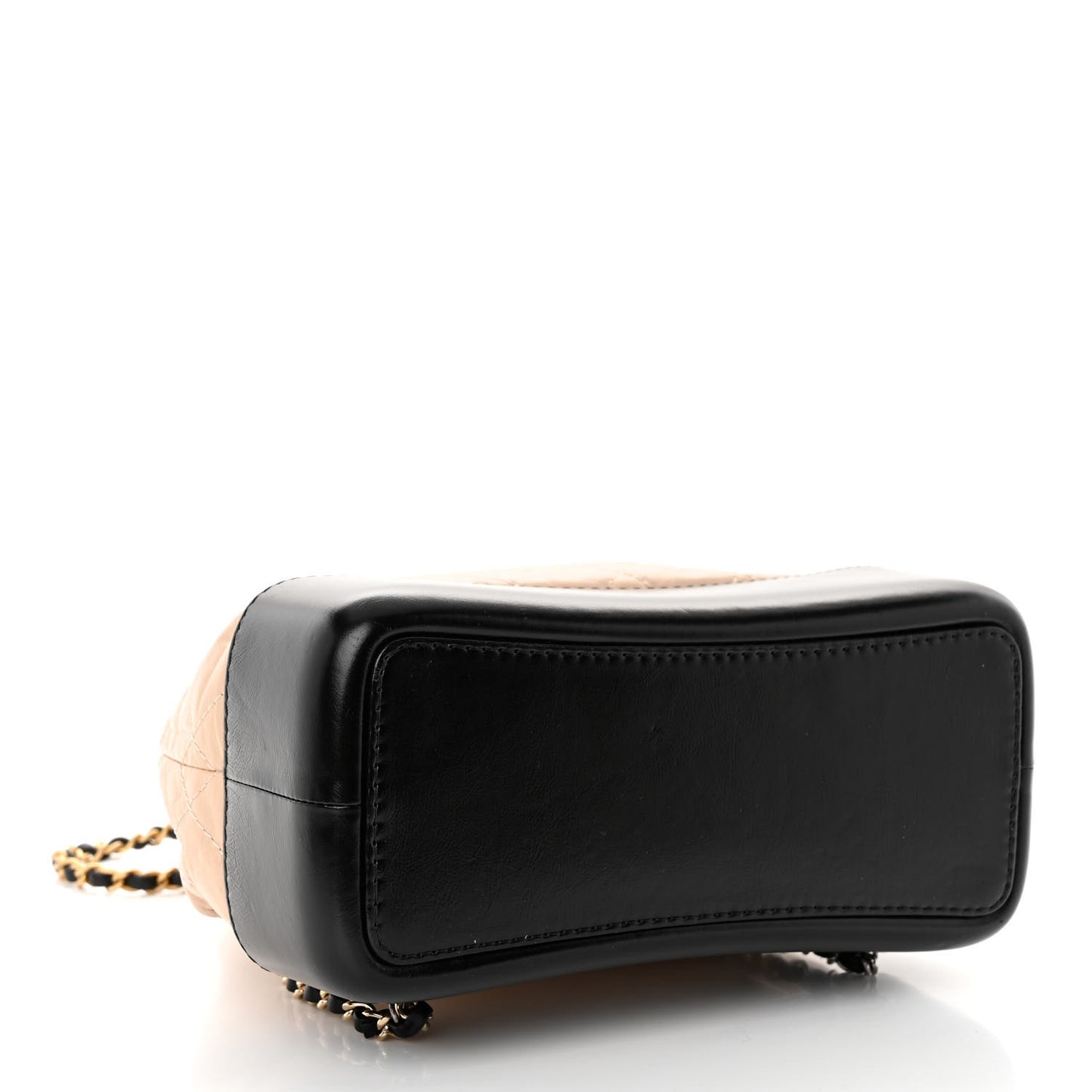 Aged Calfskin Quilted Small Gabrielle Backpack Beige Black