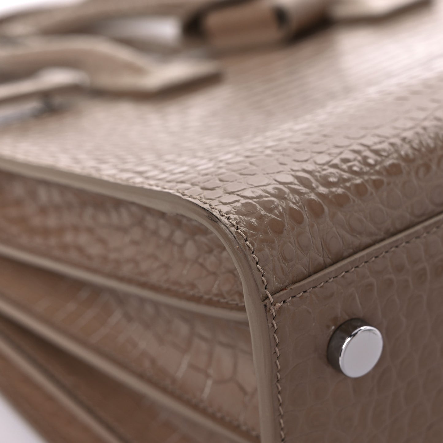 Calfskin Crocodile Embossed Baby Sac De Jour Brown
