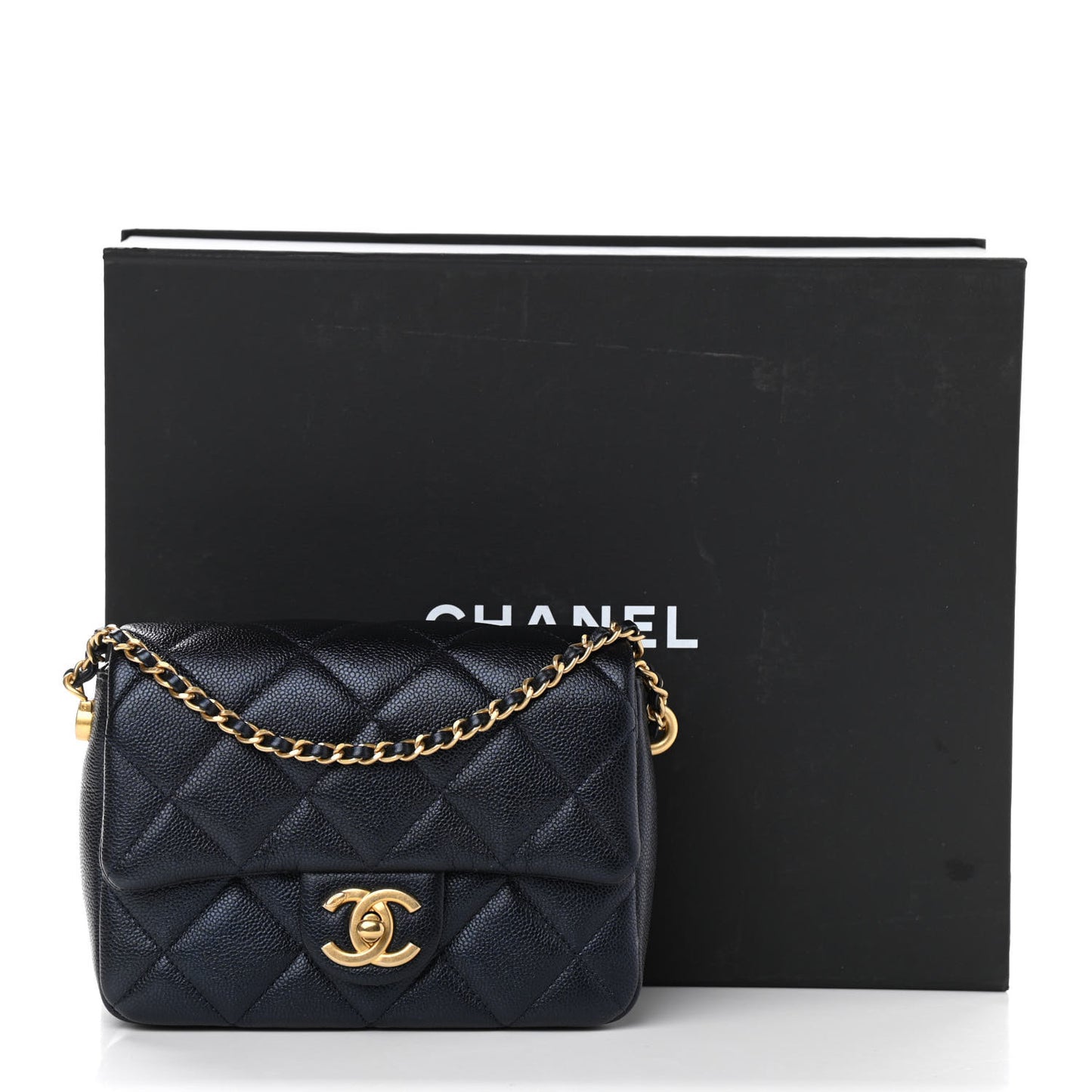 Iridescent Caviar Quilted Mini My Perfect Flap Black