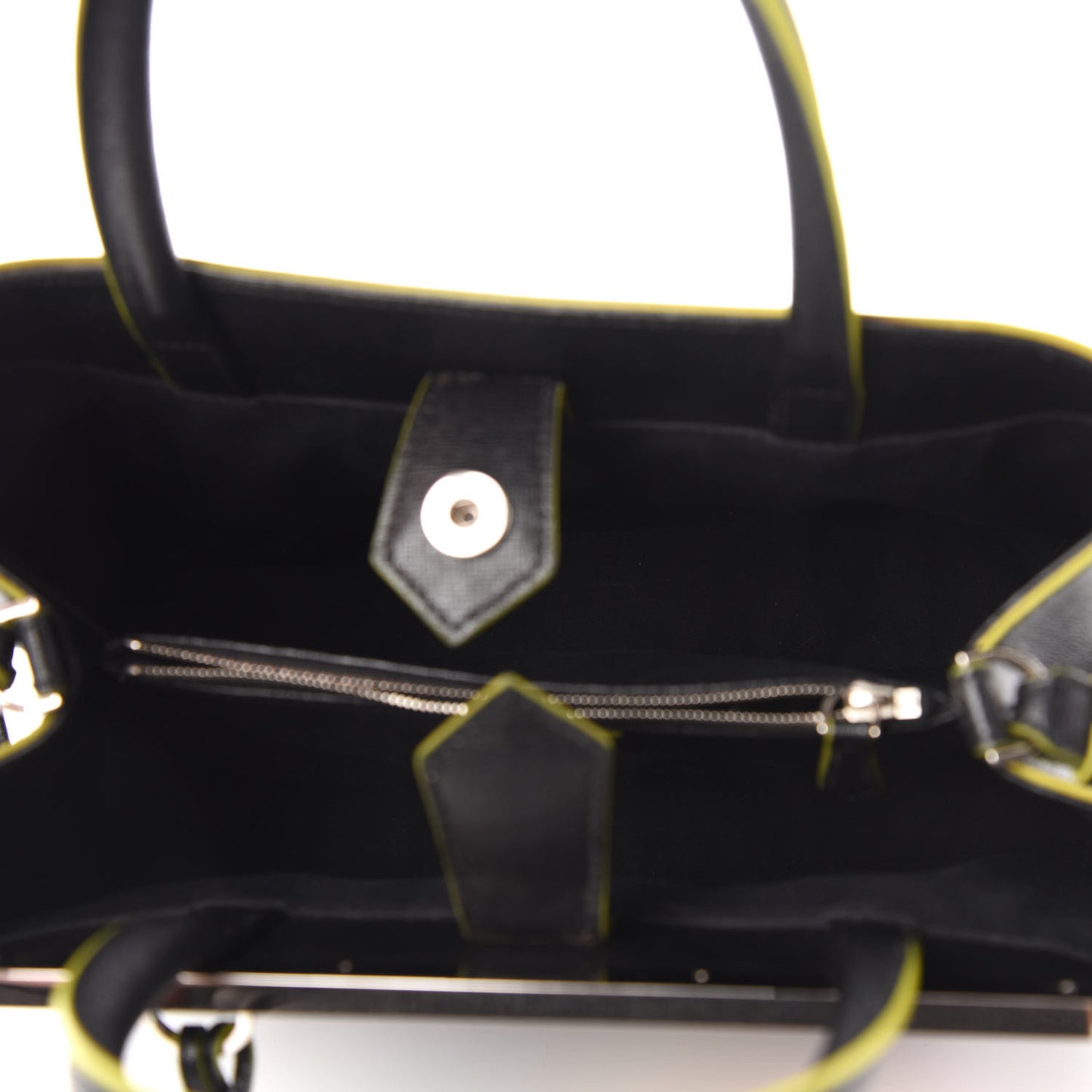 Vitello Elite Shearling Block Letter Petite 2Jours Tote Black