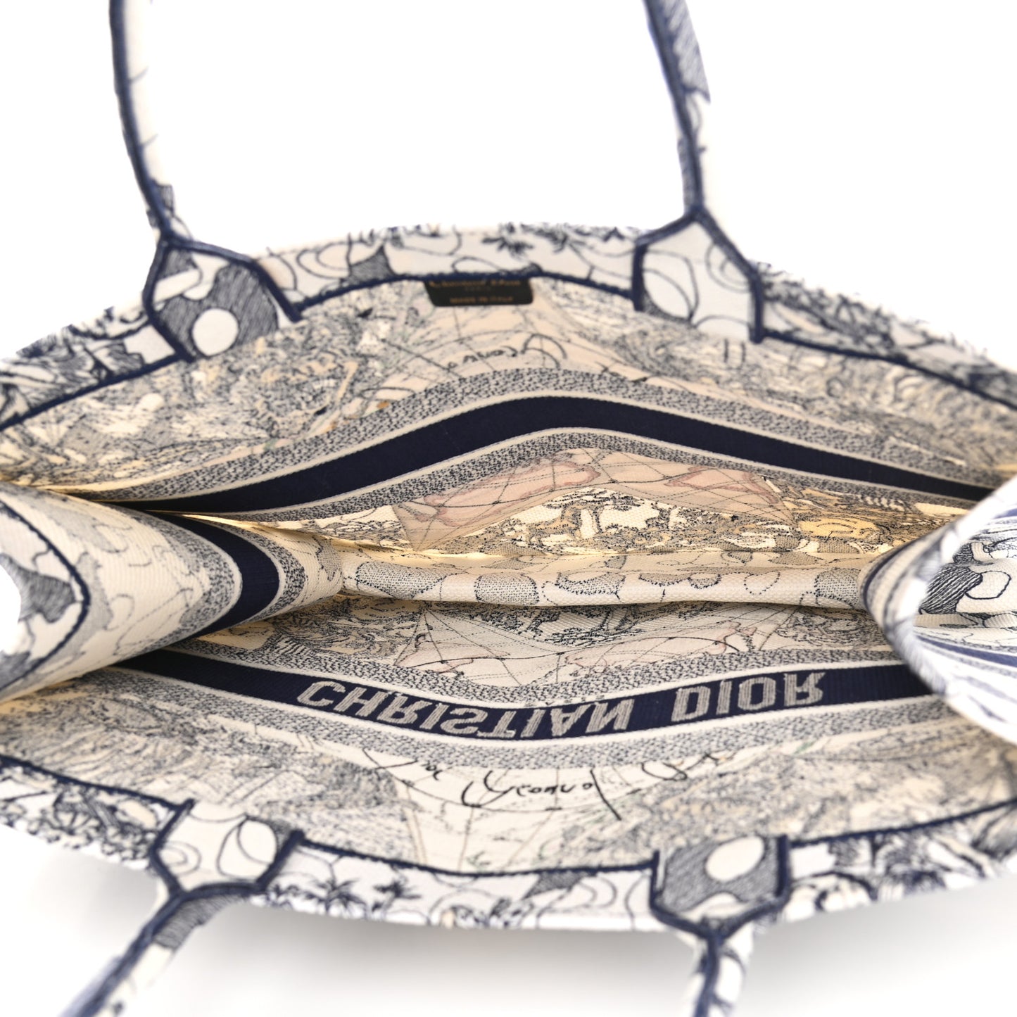 Canvas Embroidered Large Around The World Book Tote Blue