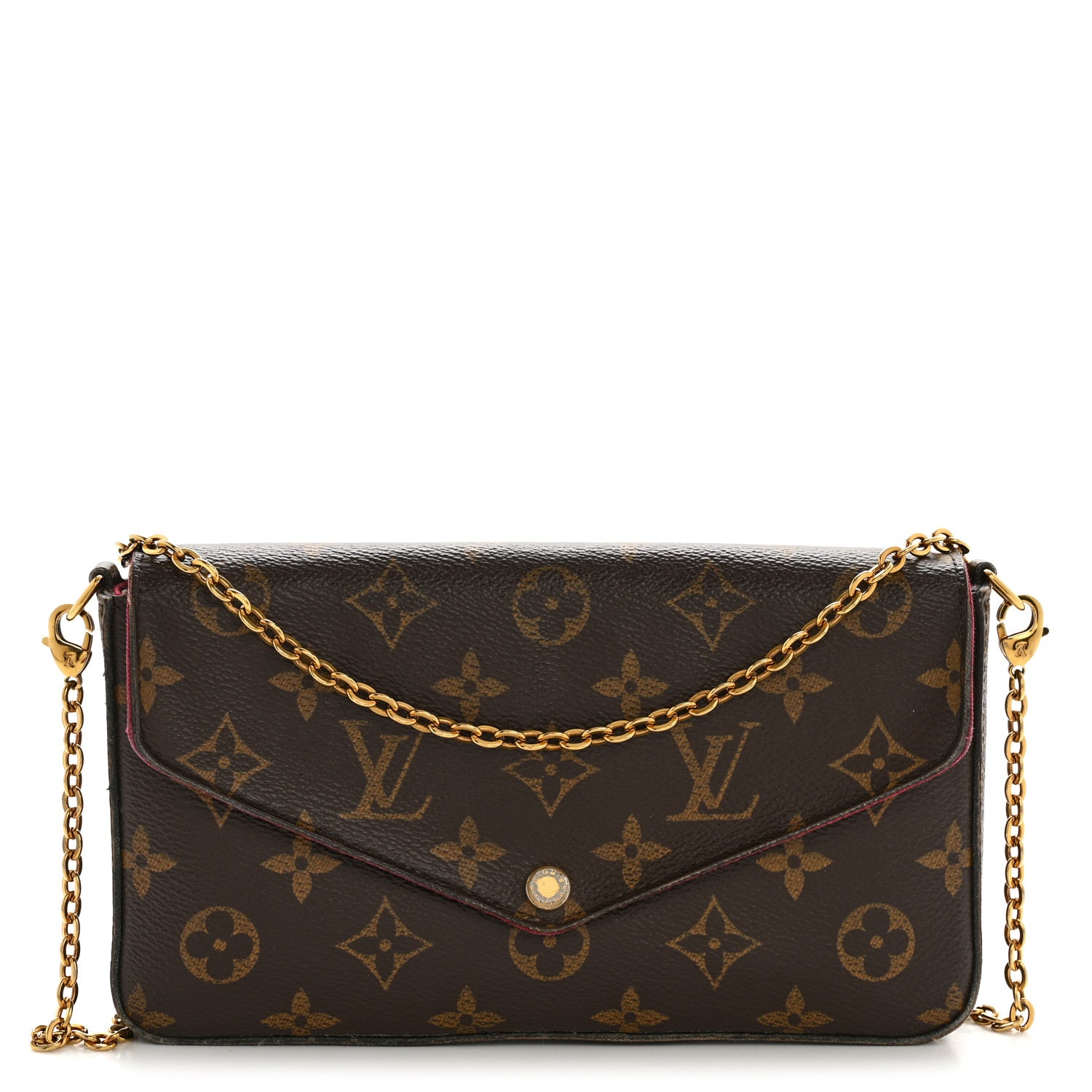 Louis Vuitton Monogram Pochette Felicie Chain Wallet Fuchsia