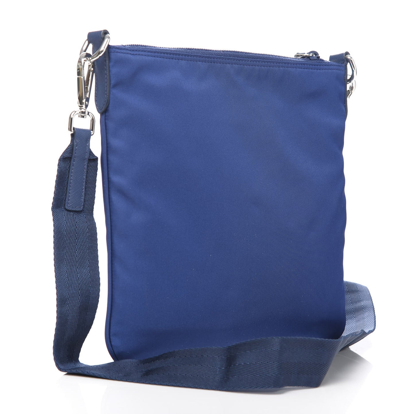 Tessuto Nylon Saffiano Flat Messenger Bag Bluette
