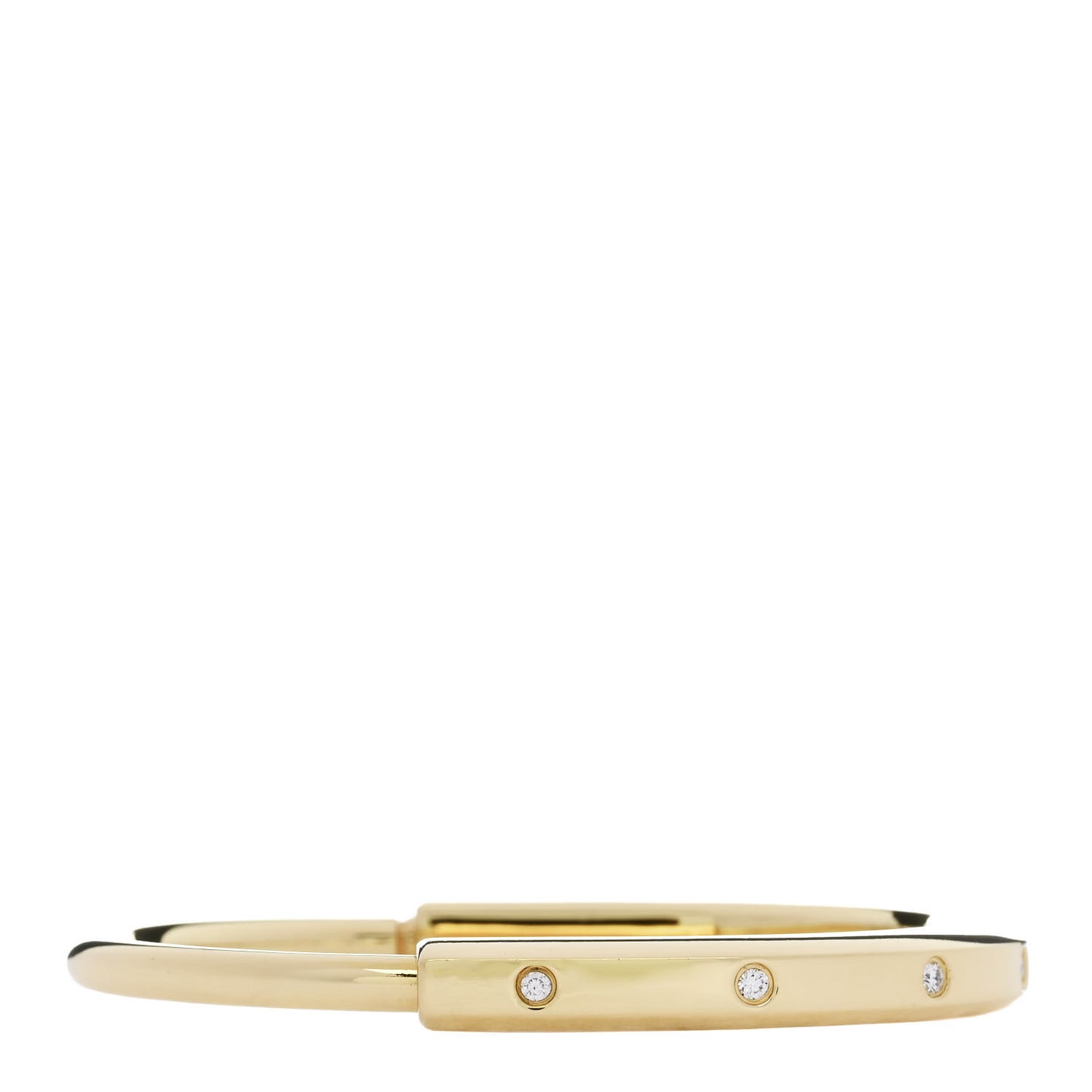 18K Yellow Gold Diamond Tiffany Lock Bangle Bracelet