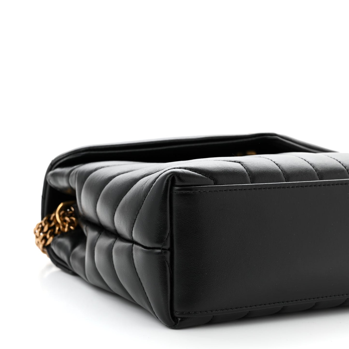 Calfskin Y Quilted Monogram Small Loulou Chain Satchel Black