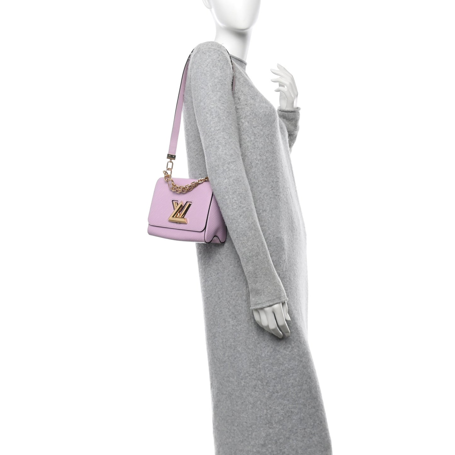 Epi Twist Monogram Flower Chain Shoulder Bag MM Wisteria Pink Purple