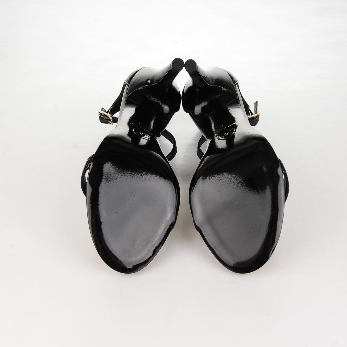 Patent Gripoix Pearl Sandals 36 Black