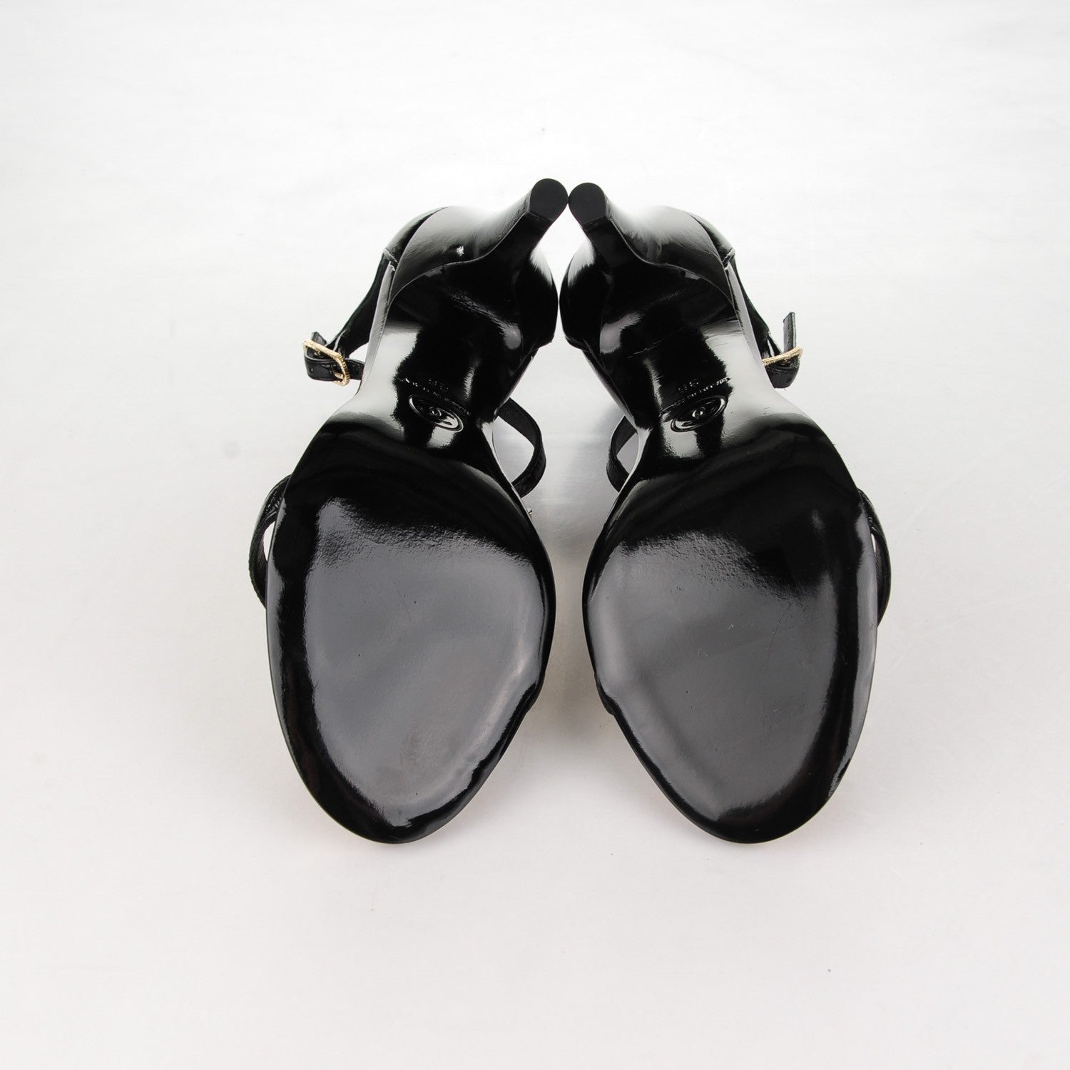 Chanel Patent Gripoix Pearl Sandals 36 Black 5 of 9