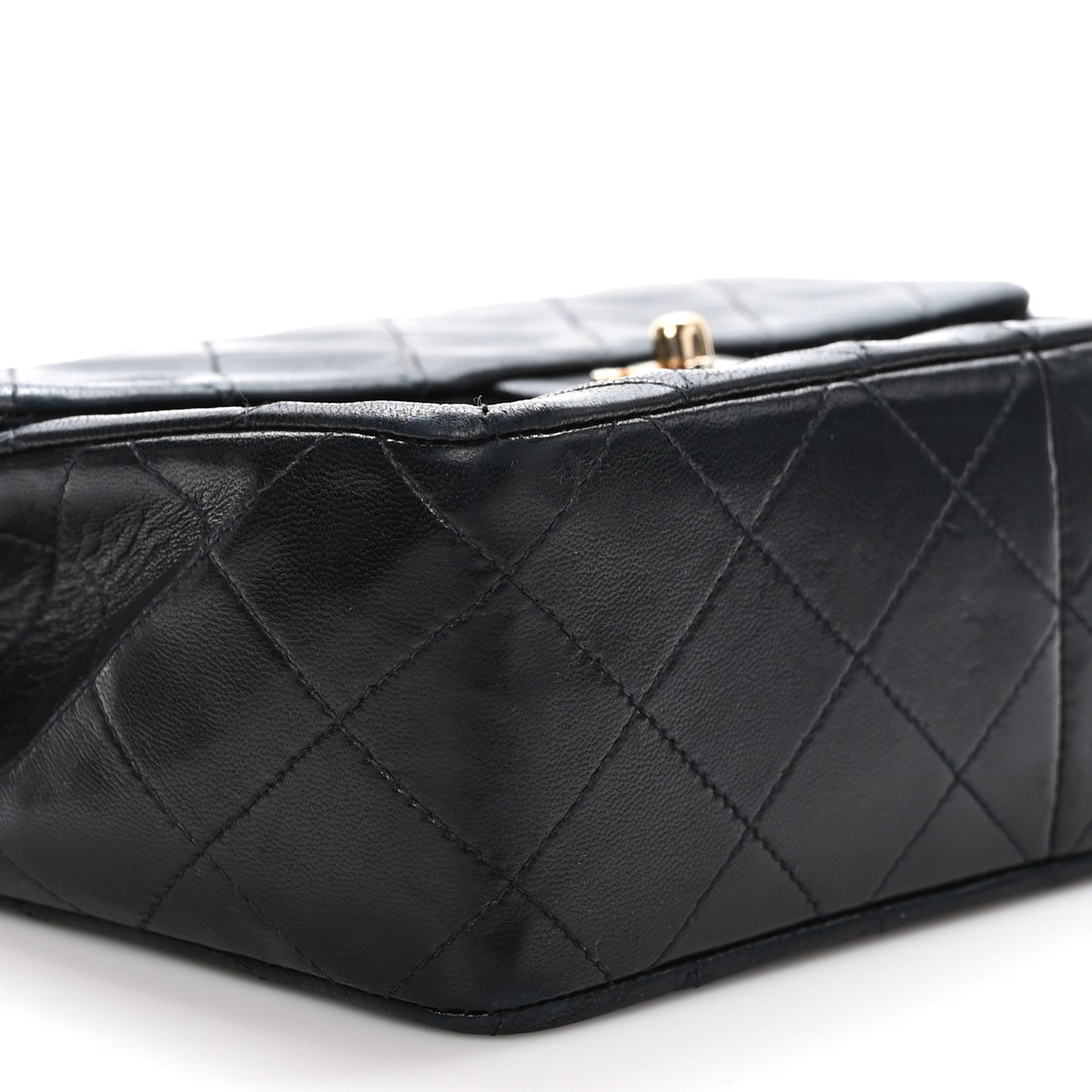 Lambskin Quilted Mini Square Flap Bag Black