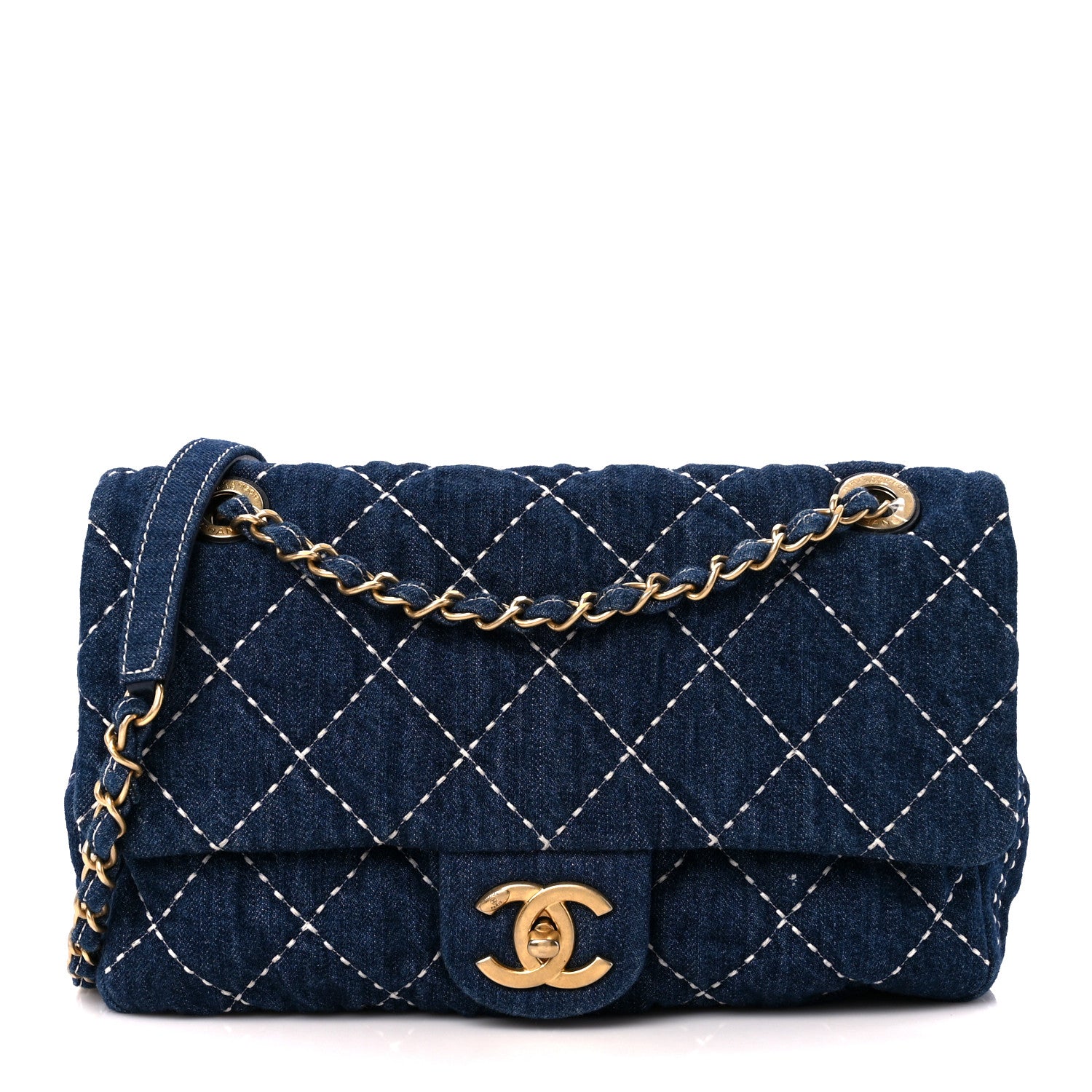 Chanel Denim Quilted Medium Denim Trip Single Flap Blue 1 of 11