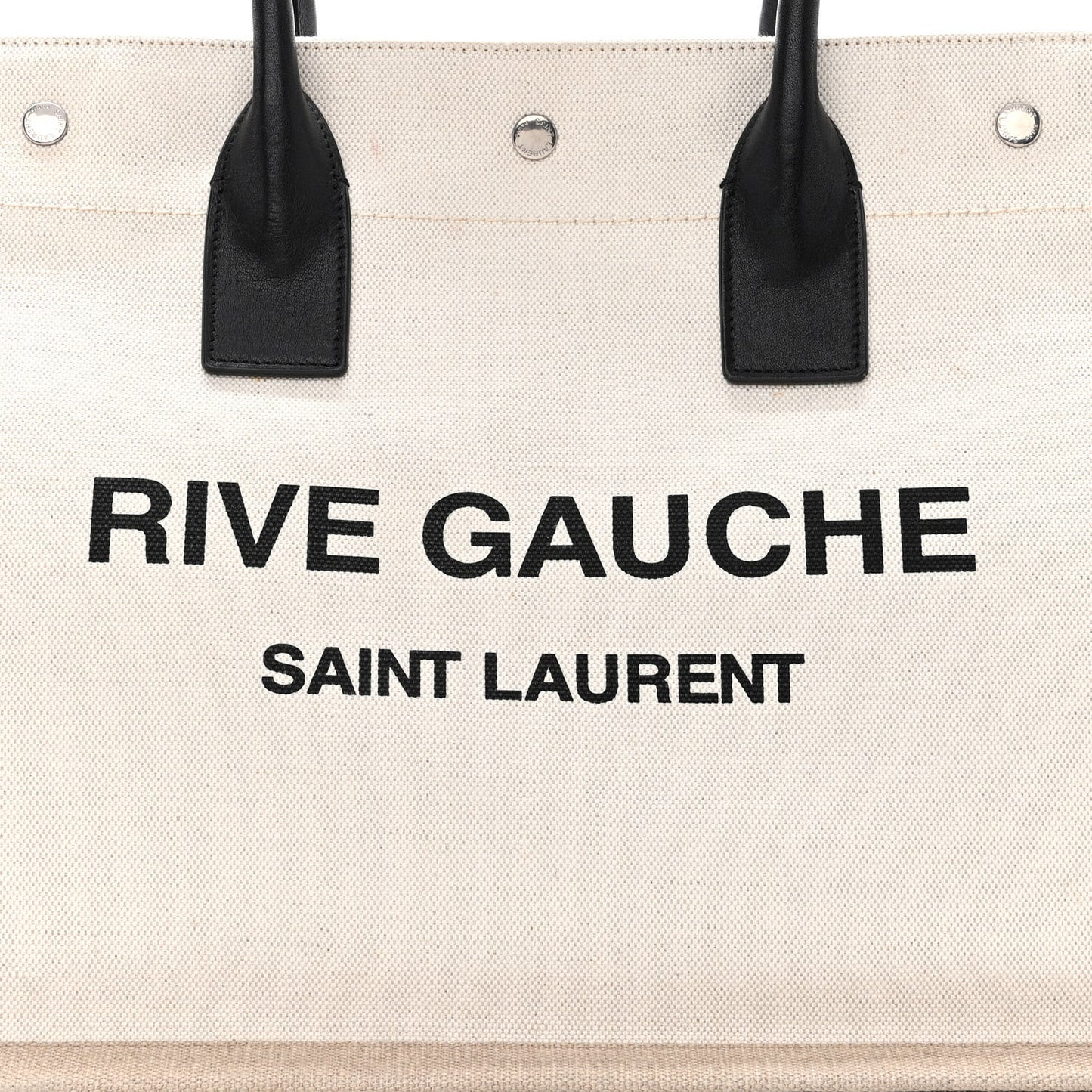 Linen Calfskin Small Rive Gauche Tote Greggio Natural