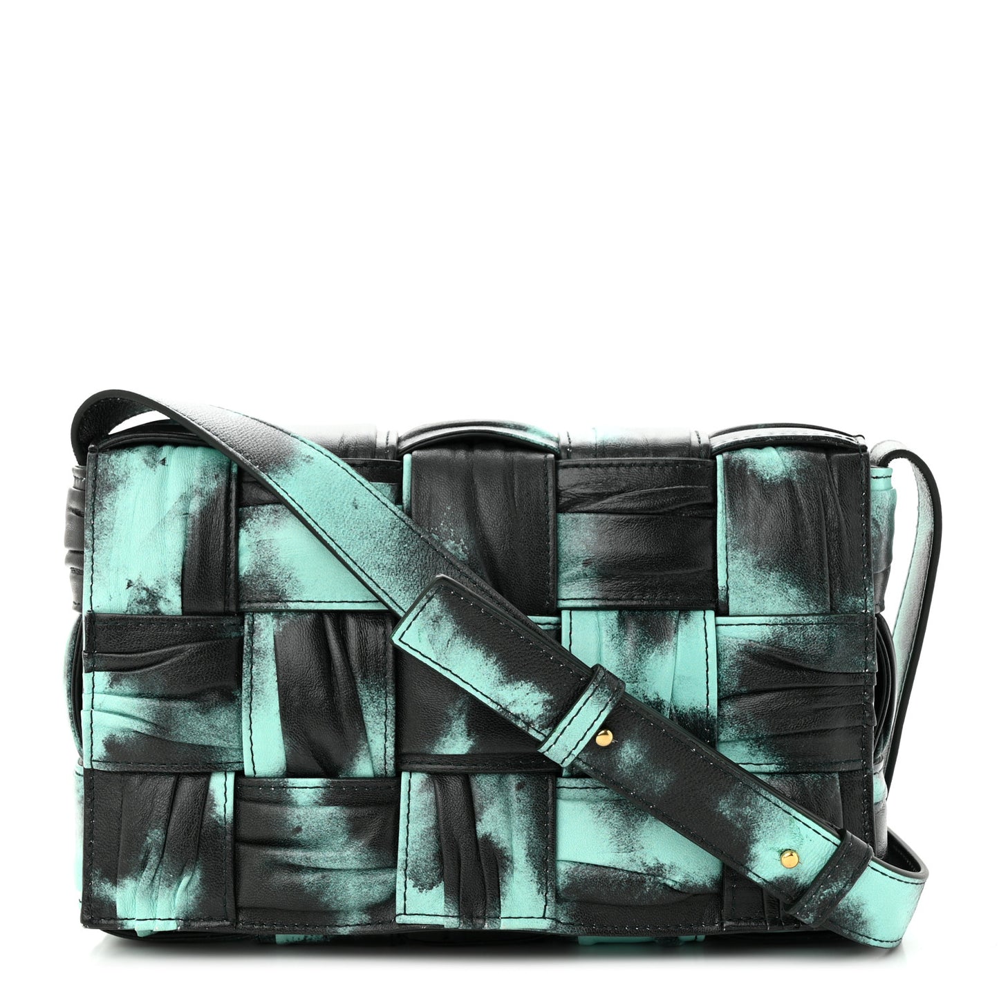 Foulard Tie Dye Maxi Intrecciato Padded Cassette Crossbody Bag Celadon Inkwell