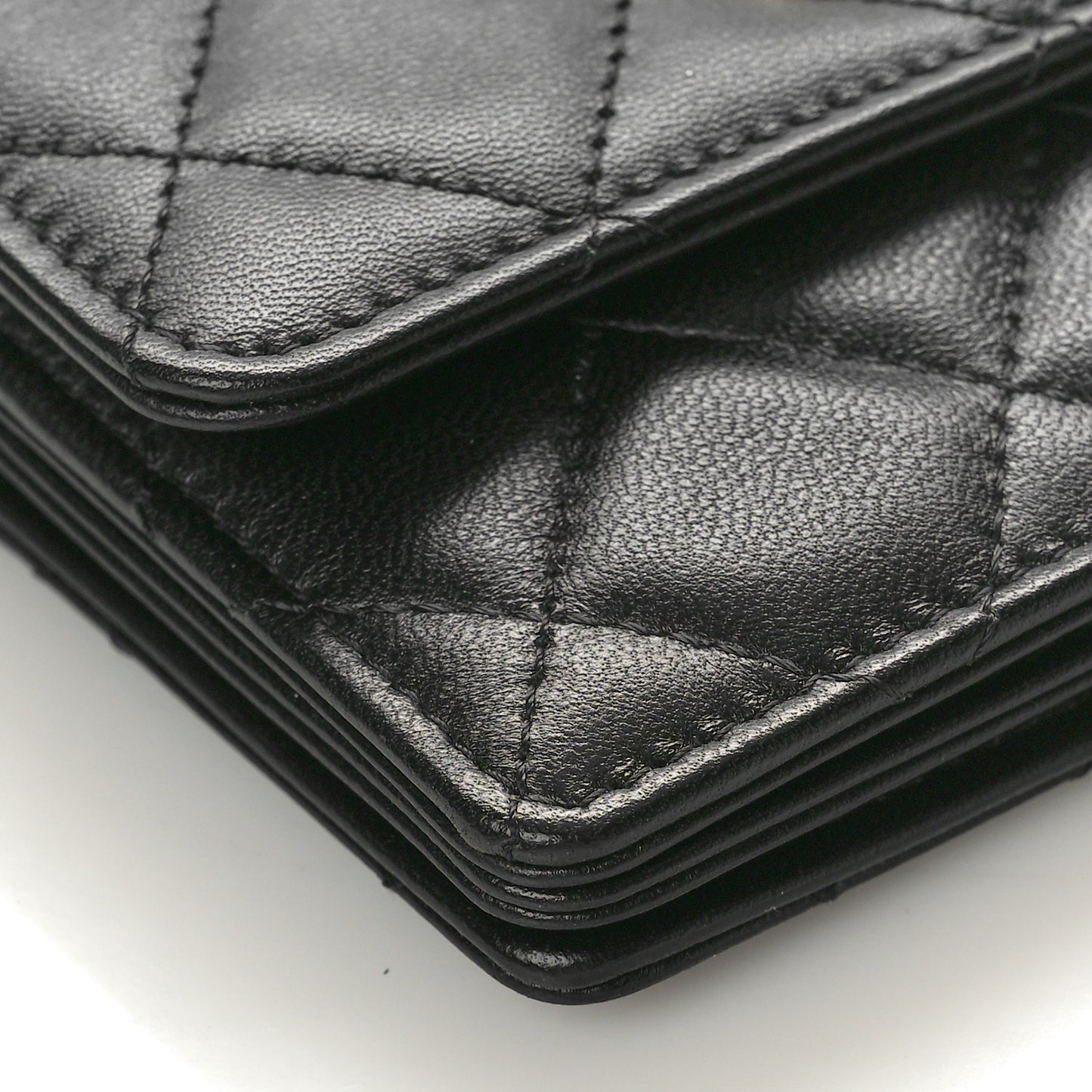 Lambskin Quilted My Chanel Lady Card Holder On Chain Black