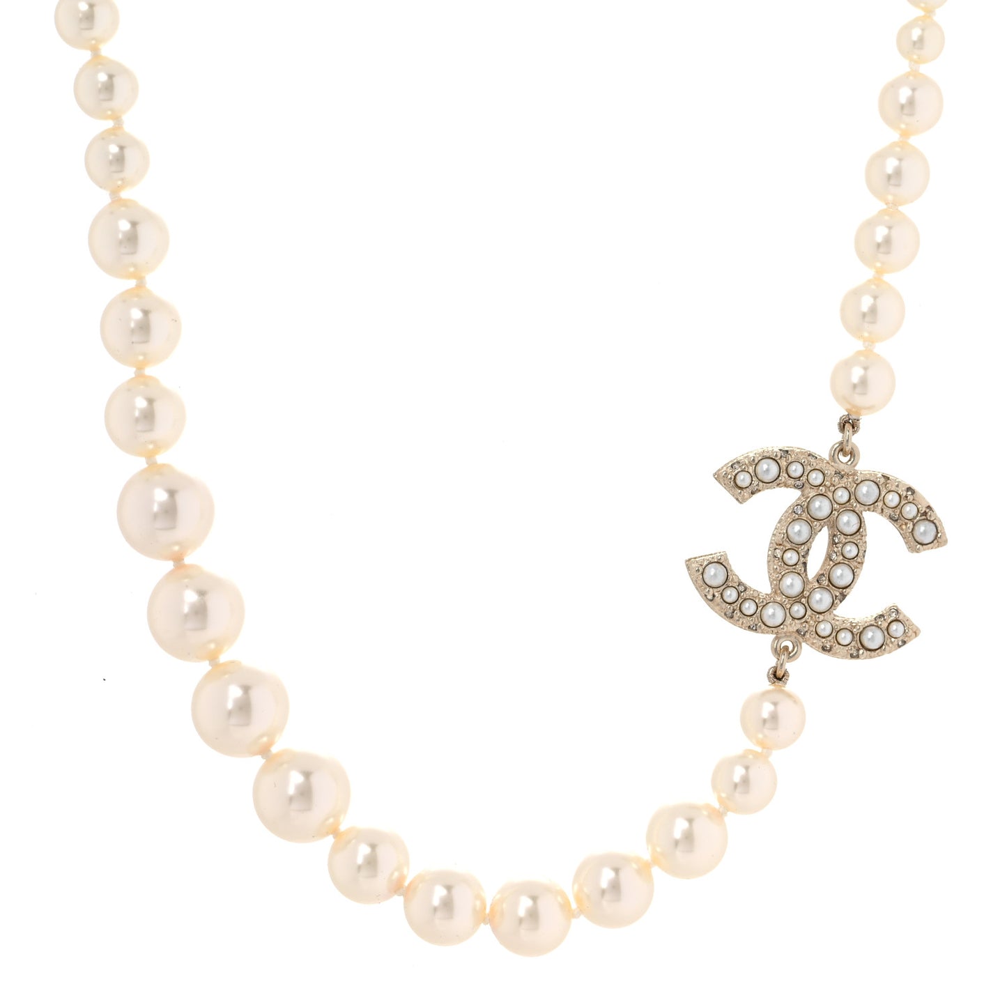 Pearl CC 100th Anniversary Necklace Light Gold