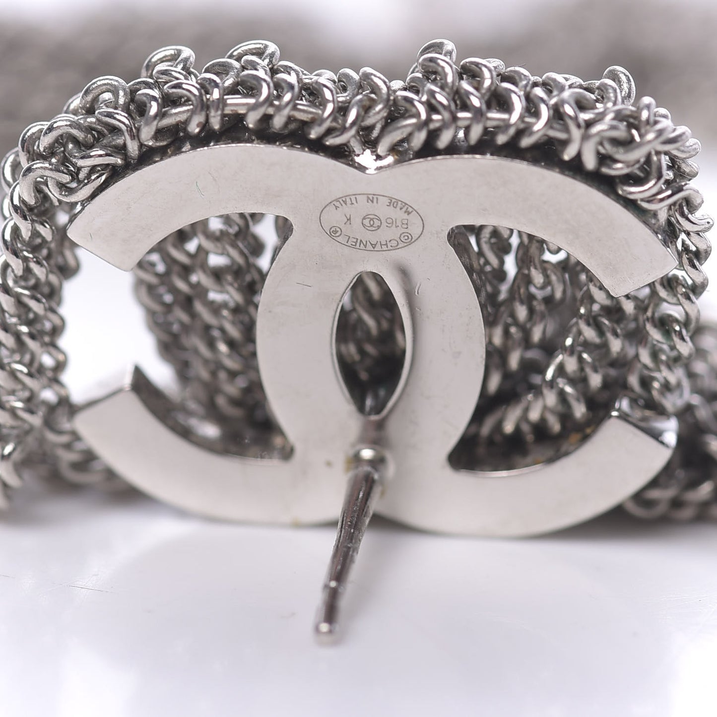 Baguette Crystal CC Chain Drop Earrings Silver